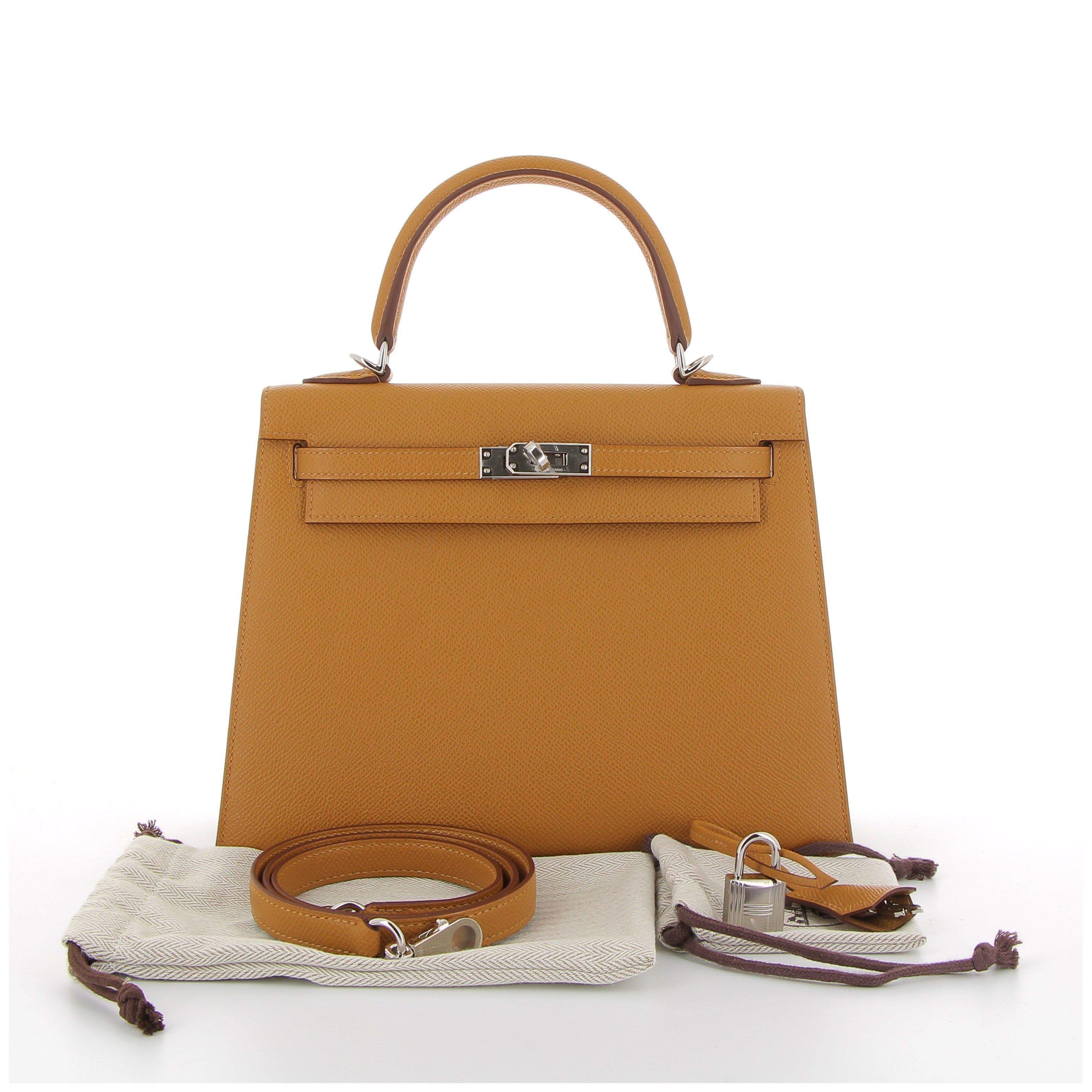 HERMÈS Kelly 25 Epsom Leather Sésame Palladium Hardware