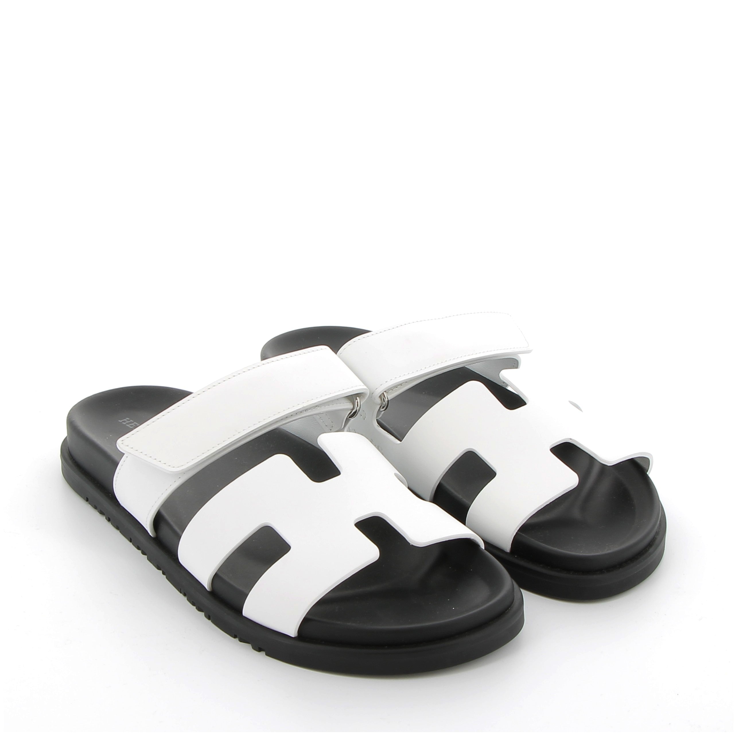 Hermès Chypre Sandals in White Swift Size EU 40