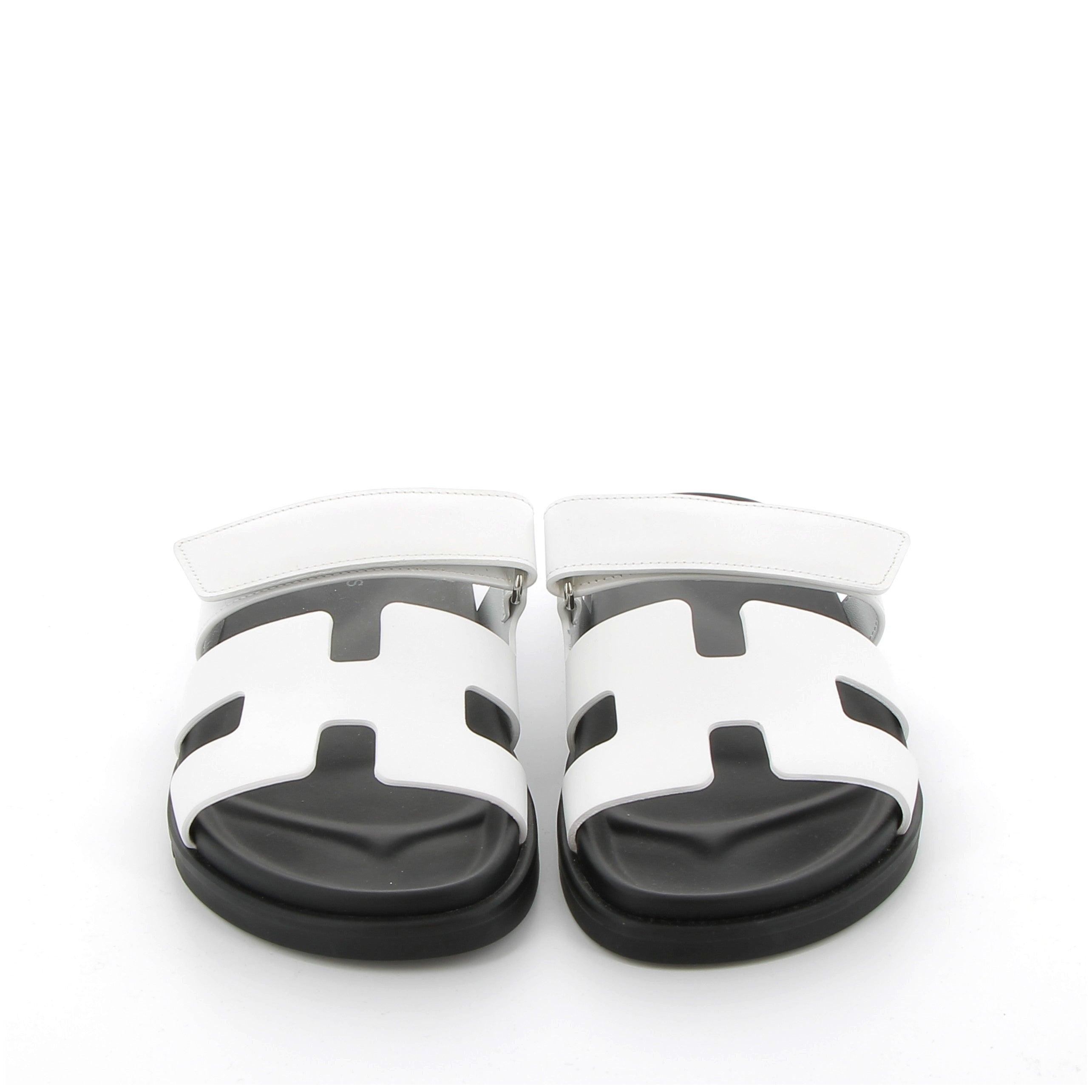 Hermès Chypre Sandals in White Swift Size EU 40