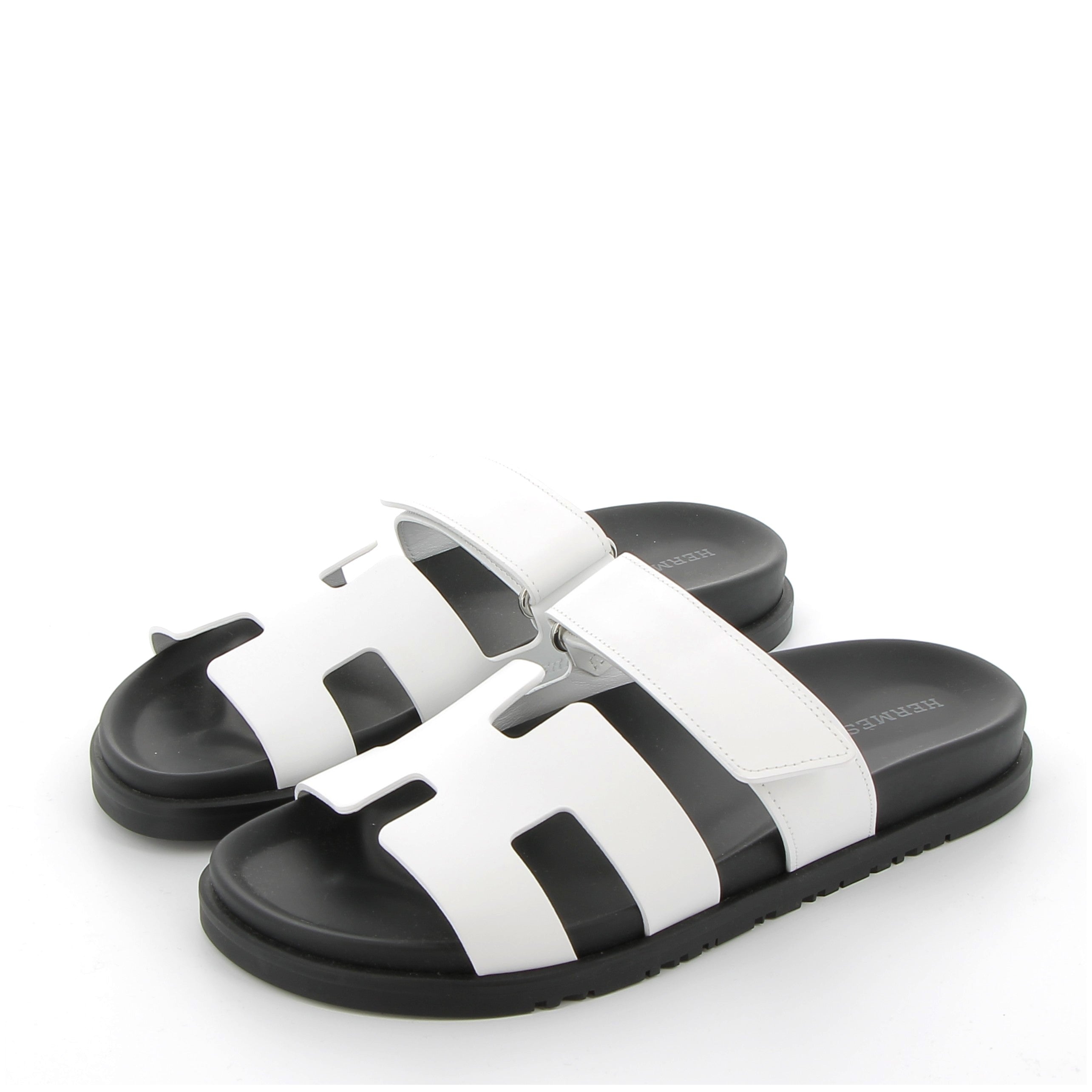 Hermès Chypre Sandals in White Swift Size EU 40