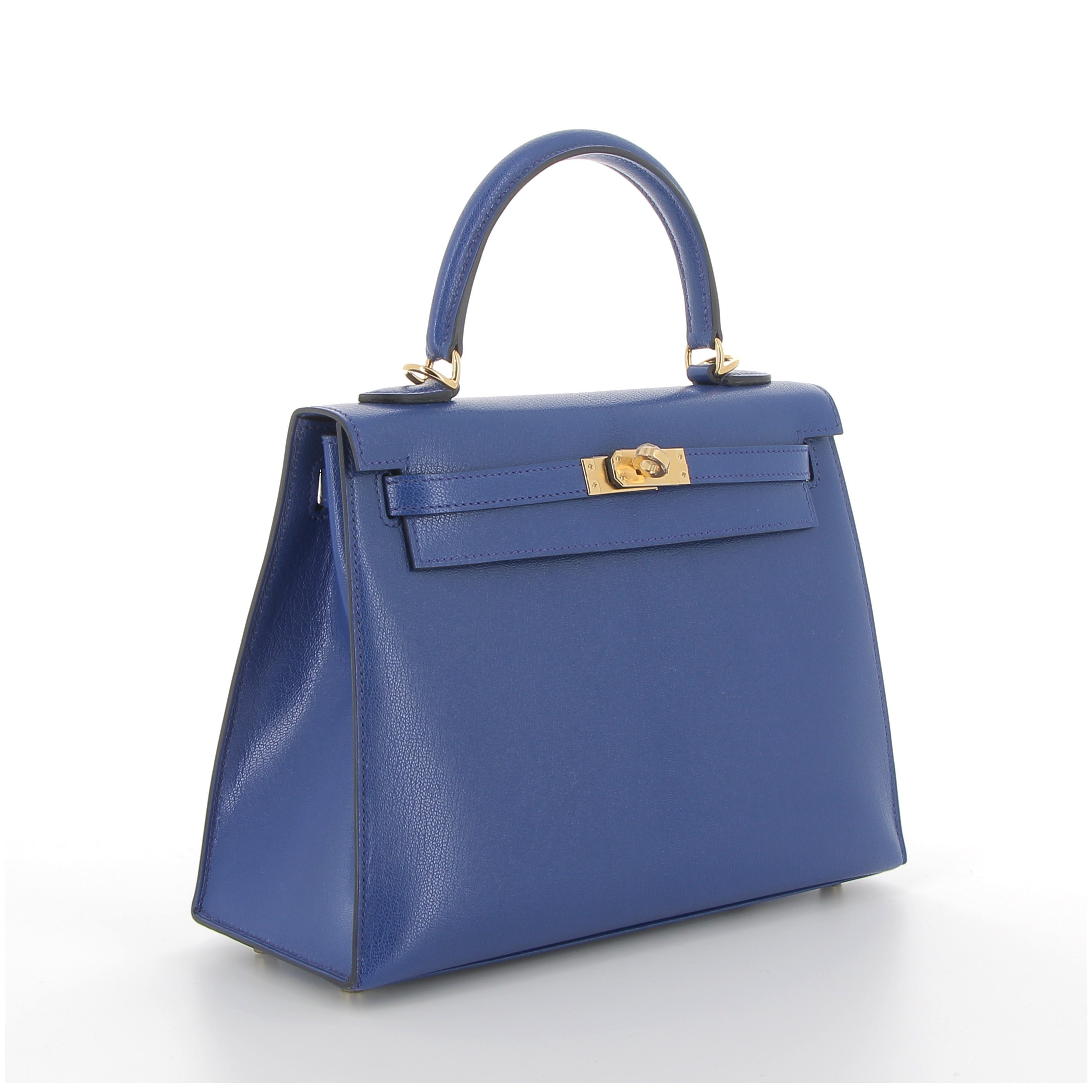 Hermes Kelly 25 in Bleu Electrique Chevre Leather with Gold Hardware