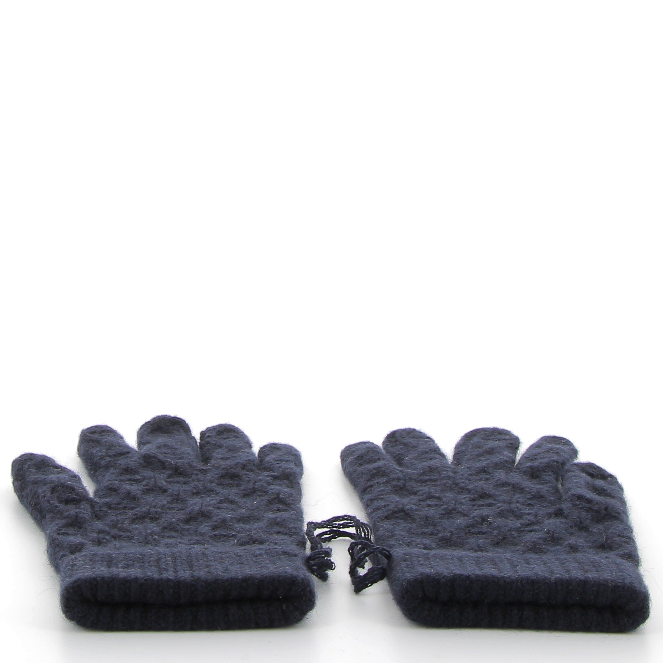 HERMÈS Men's Tri Maillon Gloves Cashmere Knit Navy