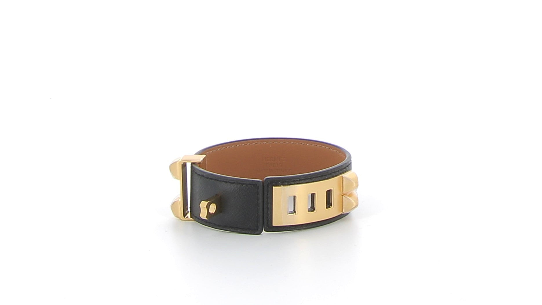 HERMÈS Bracelet Collier de Chien 24 Black Yellow Gold Hardware