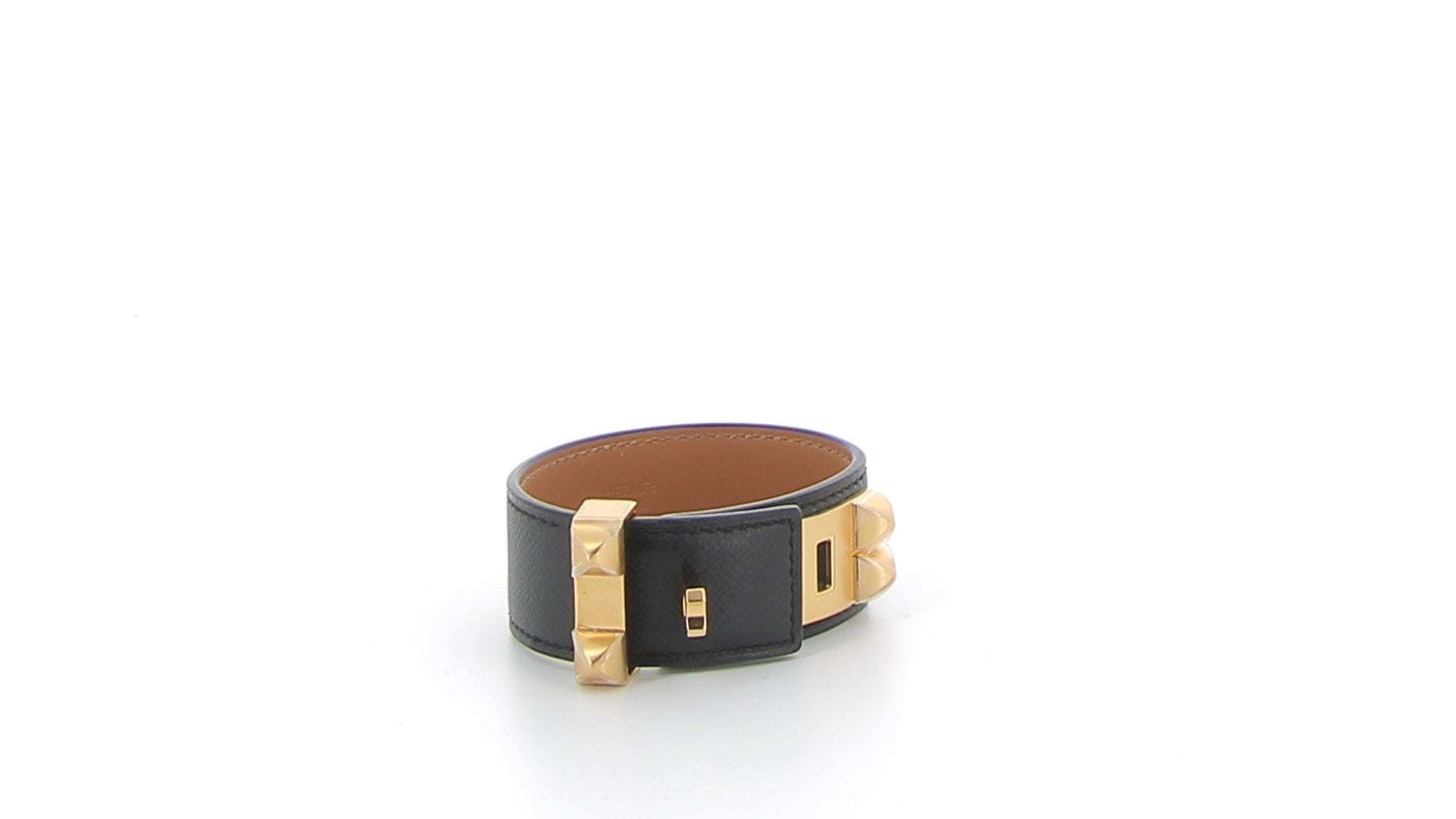 HERMÈS Bracelet Collier de Chien 24 Black Yellow Gold Hardware