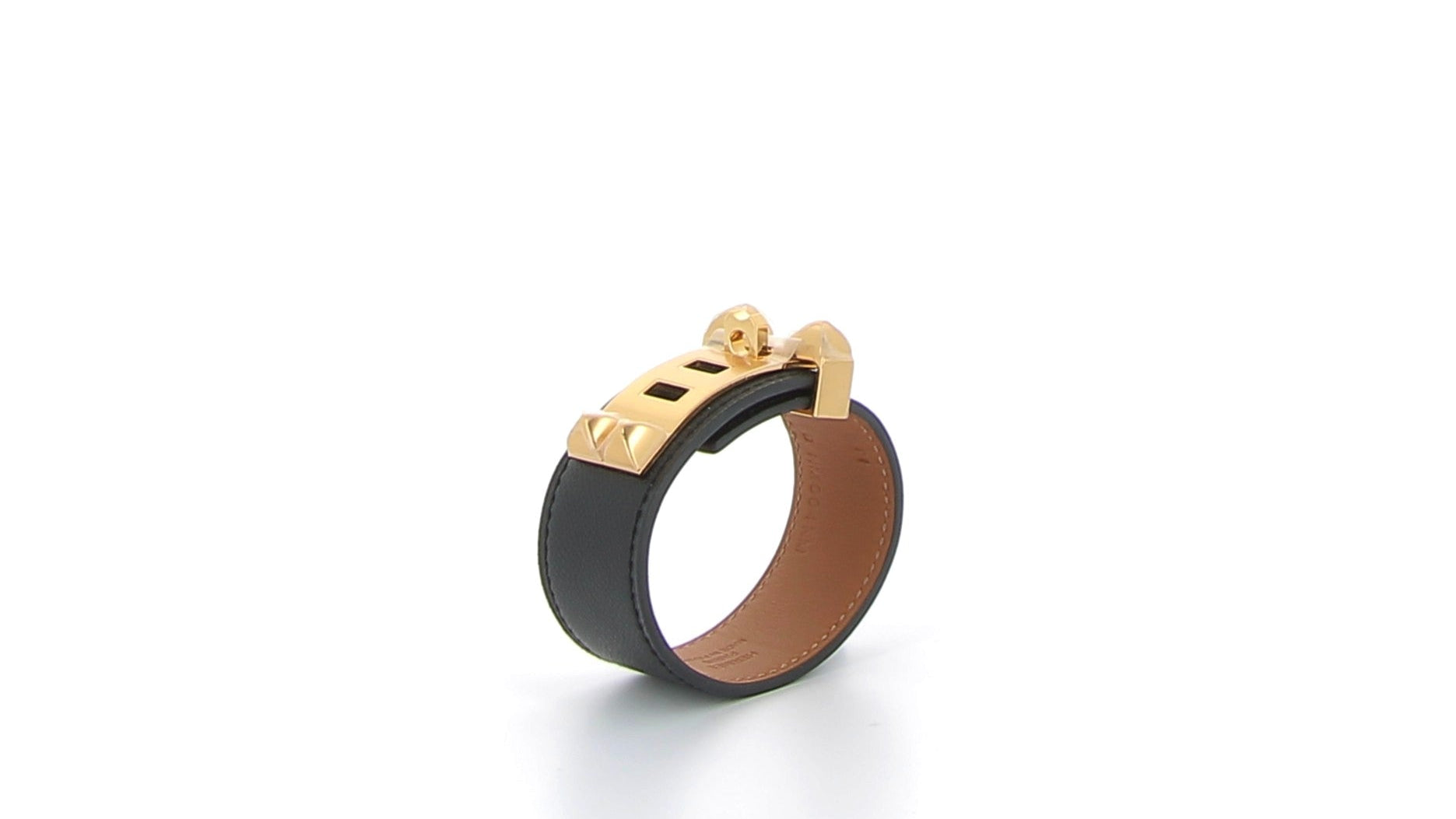 HERMÈS Bracelet Collier de Chien 24 Black Yellow Gold Hardware