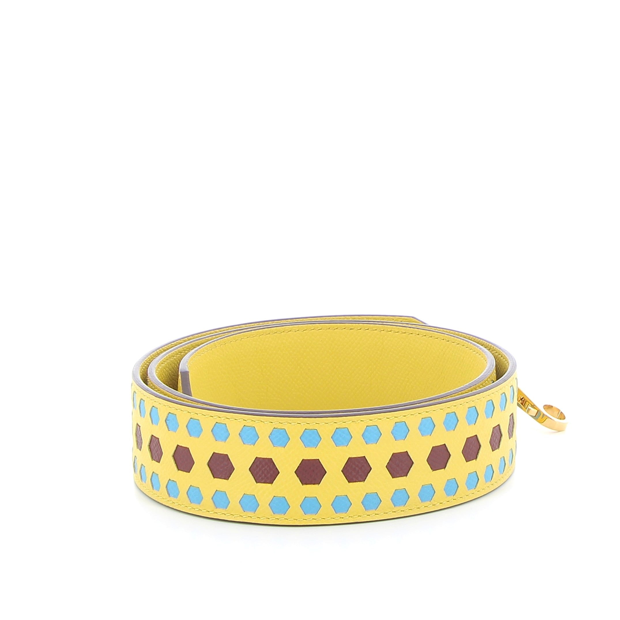 HERMÈS Handle in yellow Naples braiding with gold hardware