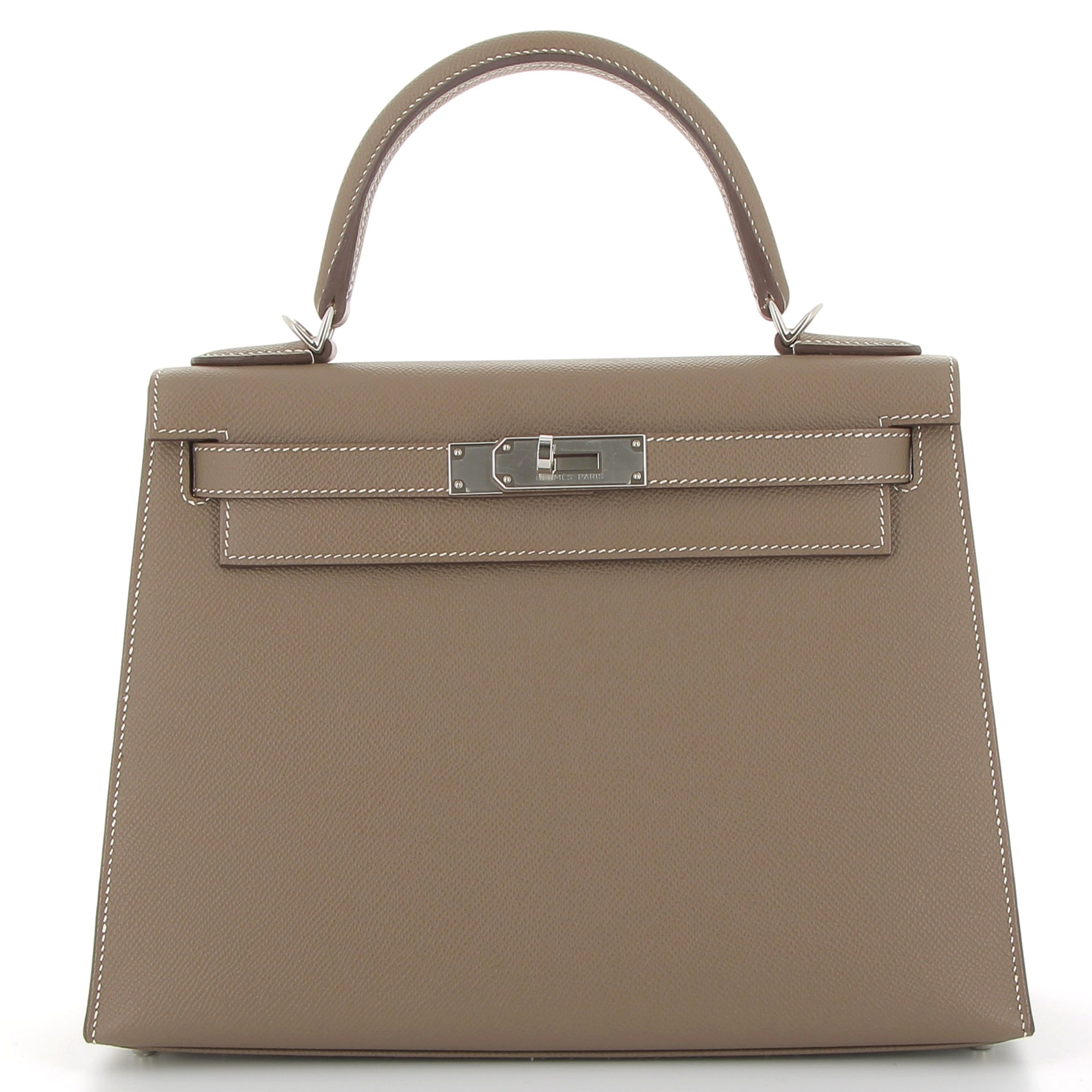 HERMES Kelly 25 Étoupe Epsom Palladium hardware