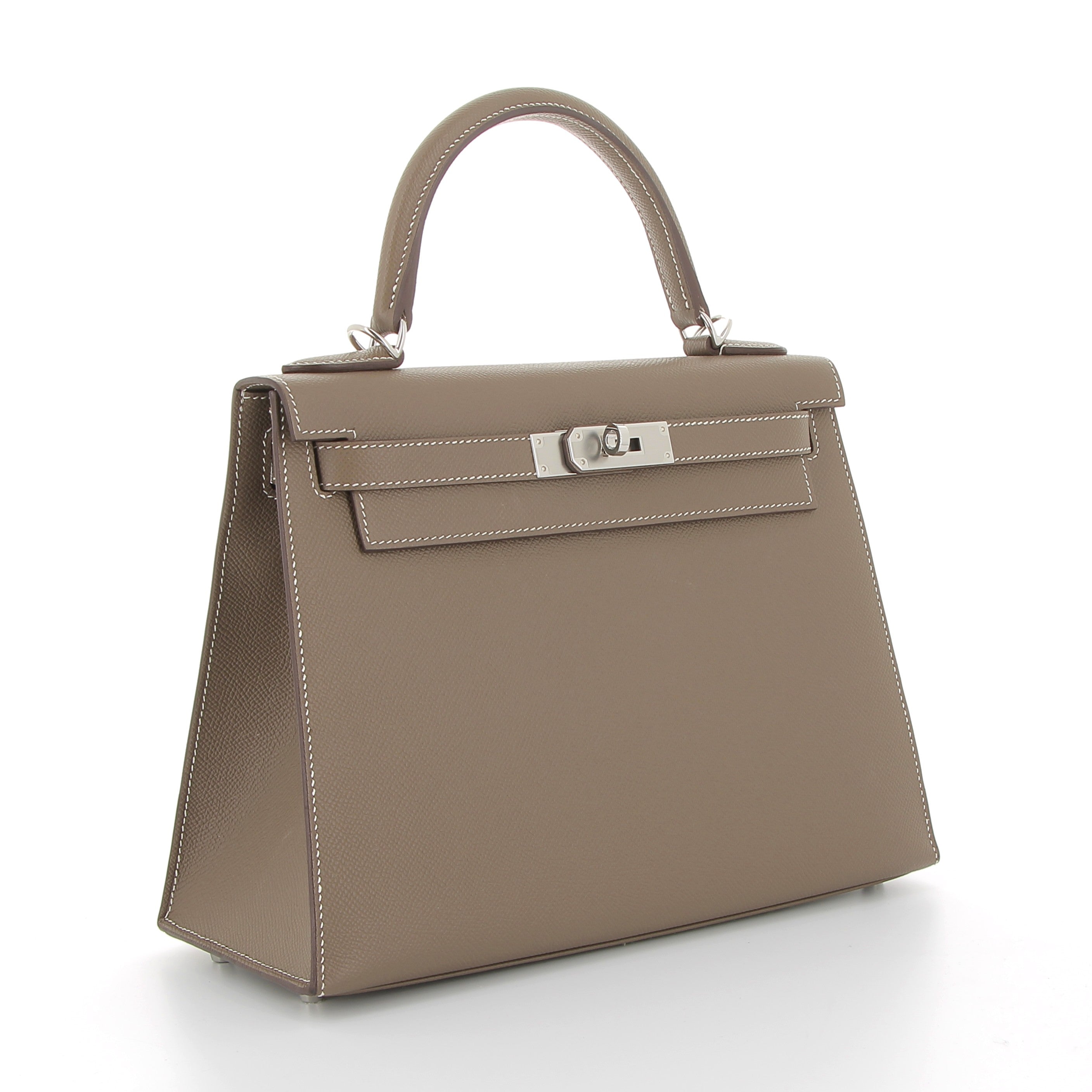 HERMES Kelly 25 Étoupe Epsom Palladium hardware