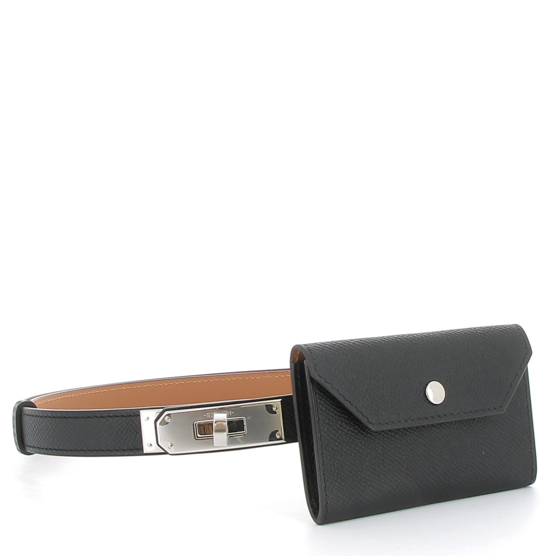 HERMÈS Kelly Ceinture Pocket Noir Epsom Leather Palladium Hardware