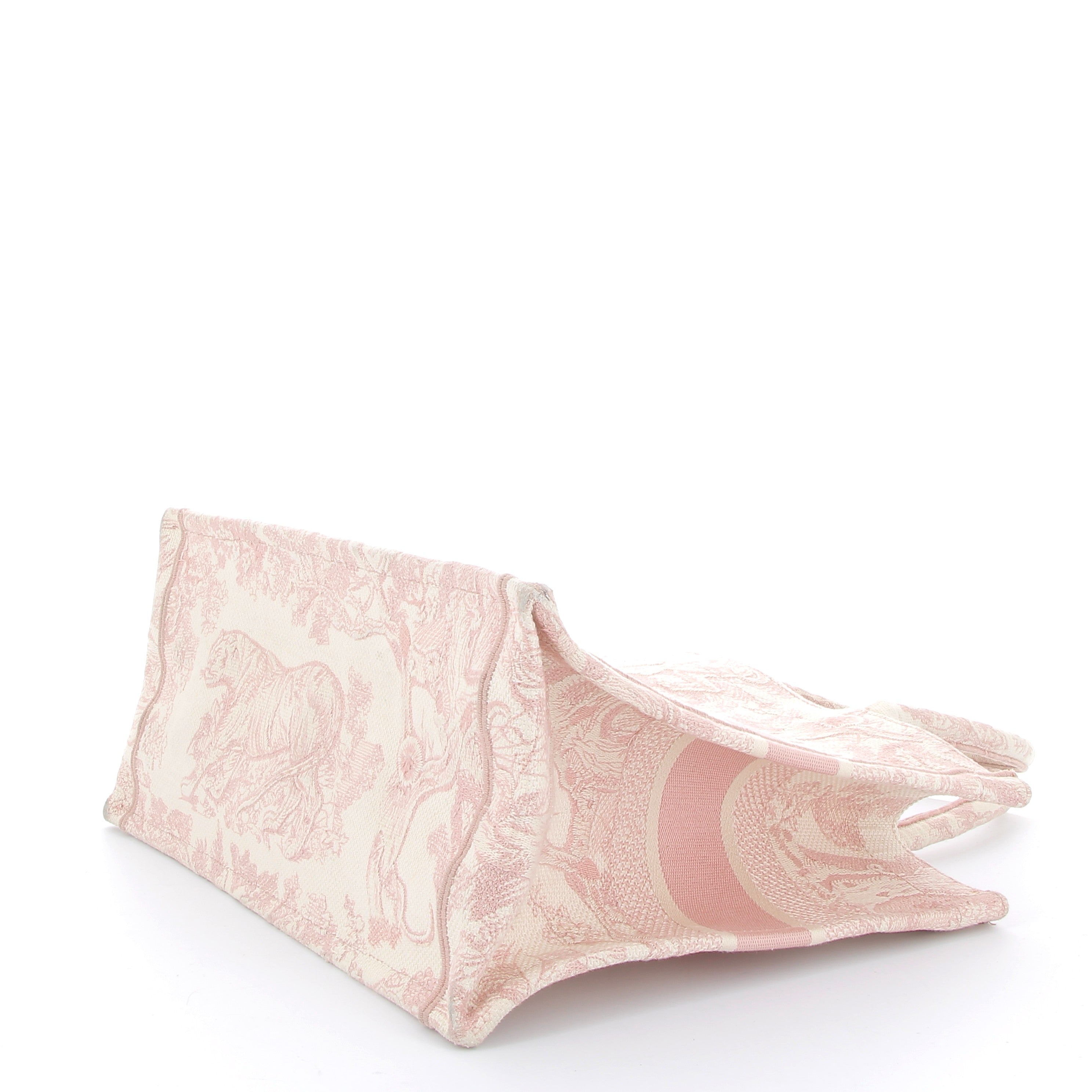 DIOR Book Tote Pink Toile de Jouy Embroidery Ecru and Pink