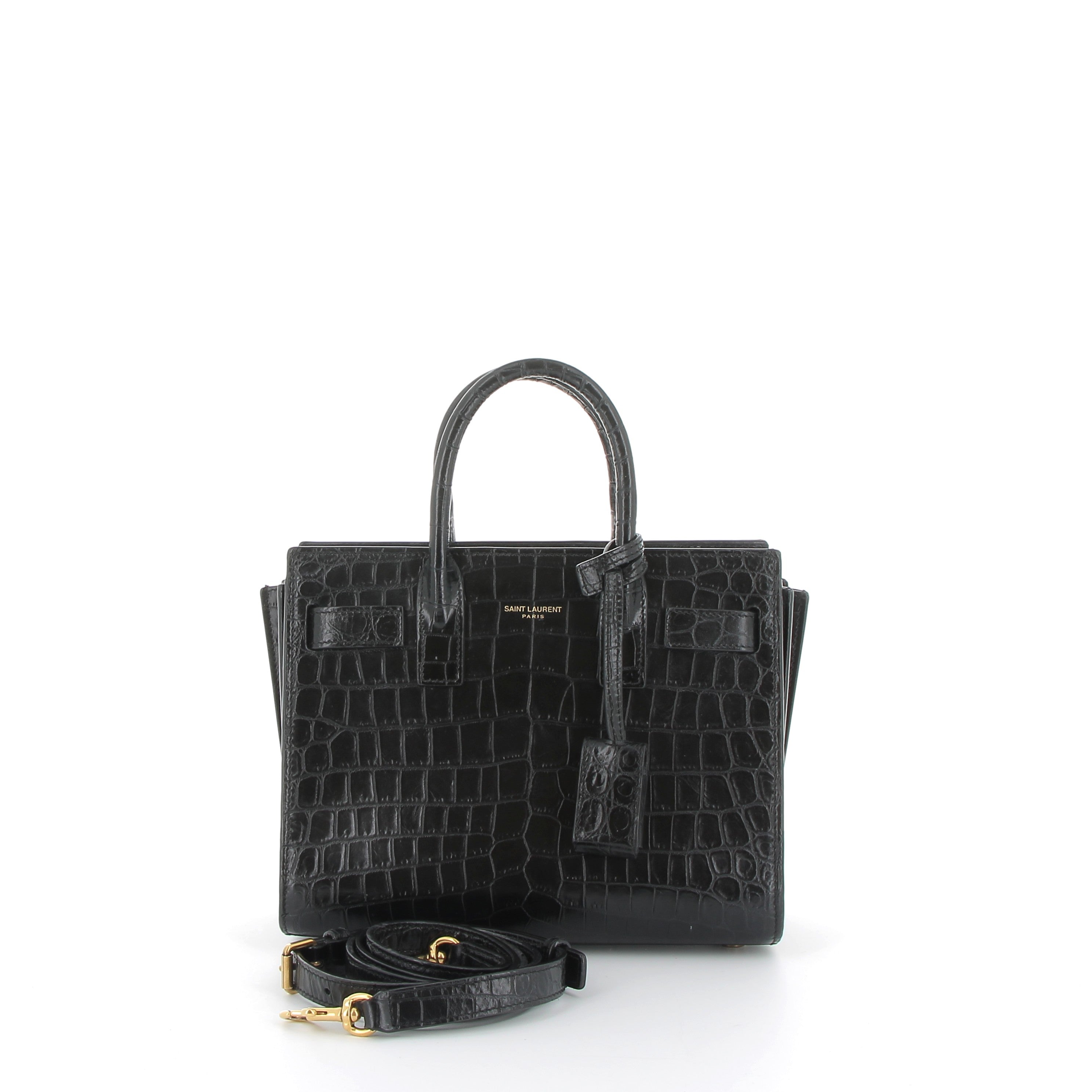 Yves Saint Laurent Nano Sac De Jour Black Croc Embossed