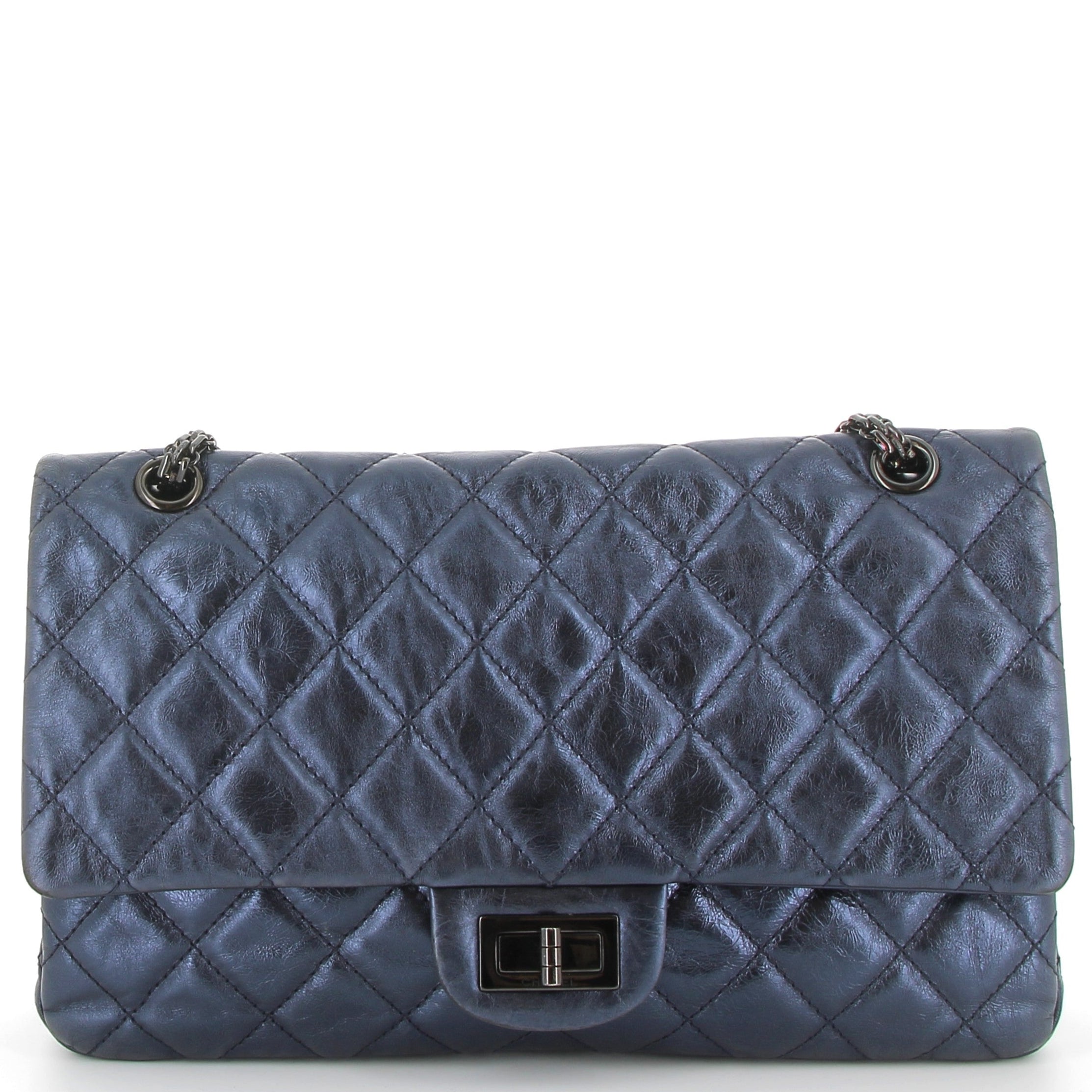 CHANEL Timeless 2.55 Navy Blue Quilted Leather
