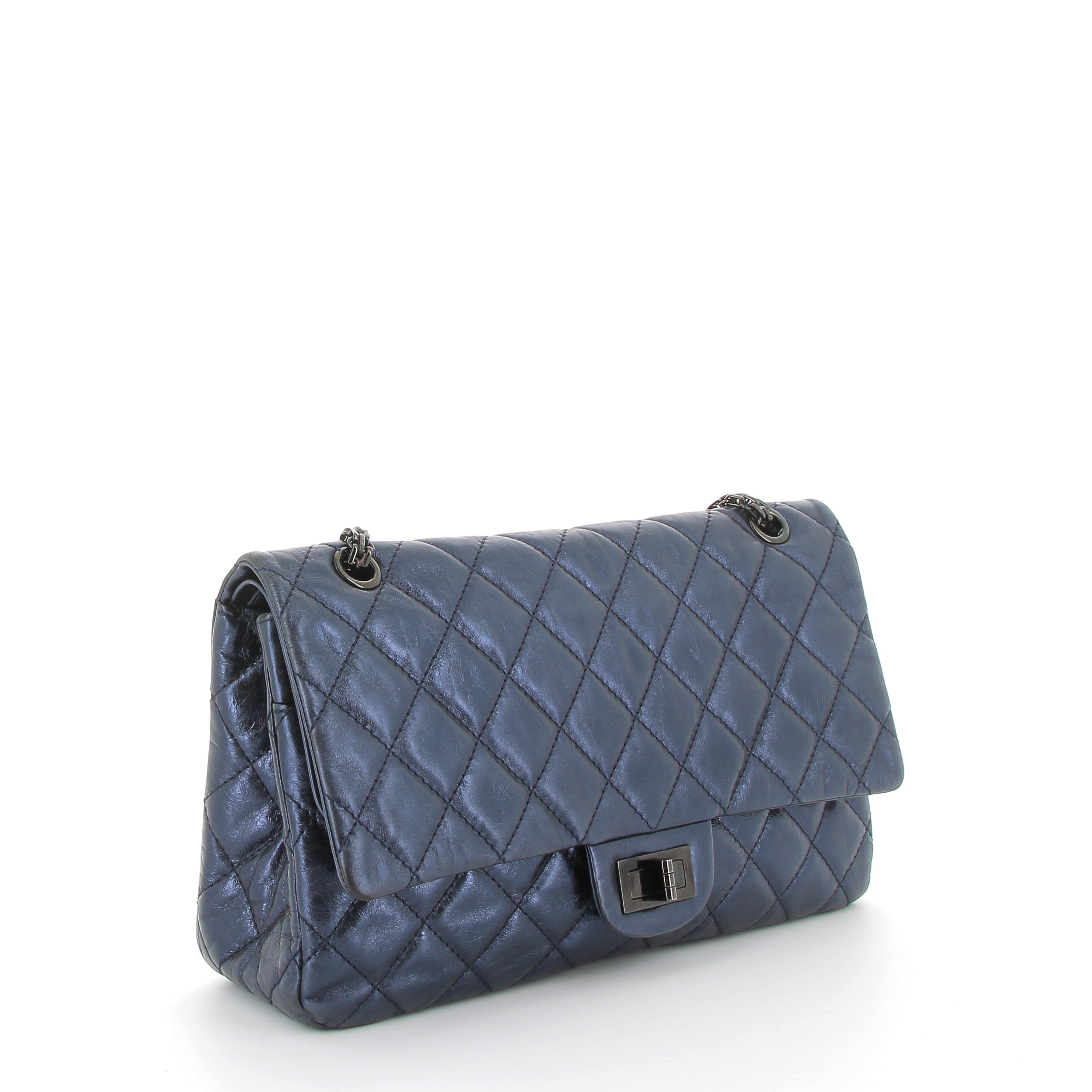 CHANEL Timeless 2.55 Navy Blue Quilted Leather