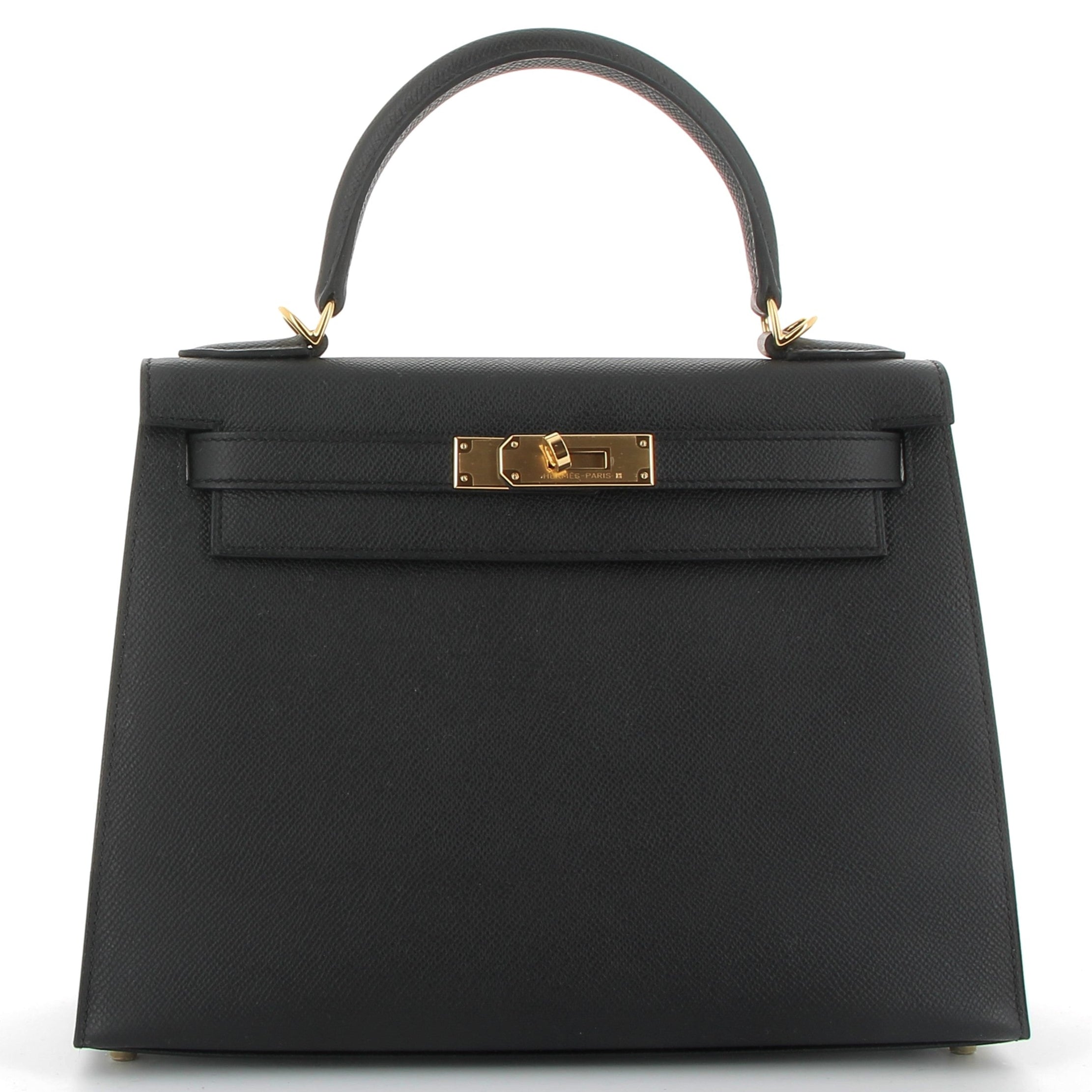 HERMÈS Kelly 25 Noir Epsom Leather Gold Hardware (GHW)