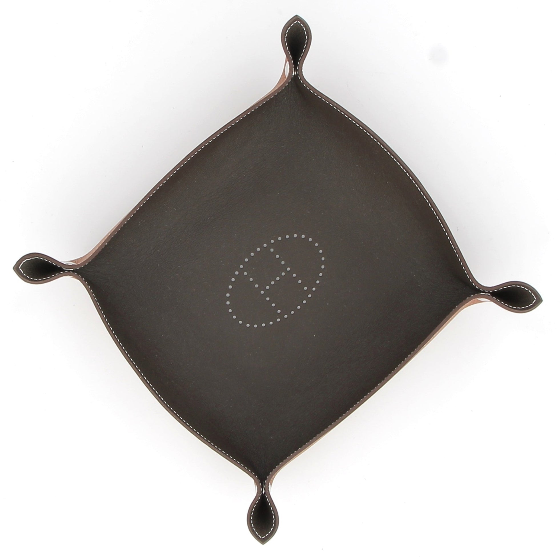 HERMÈS Vide-poche Mises et Relances Desk Taurillon smooth leather Ebony/Fawn