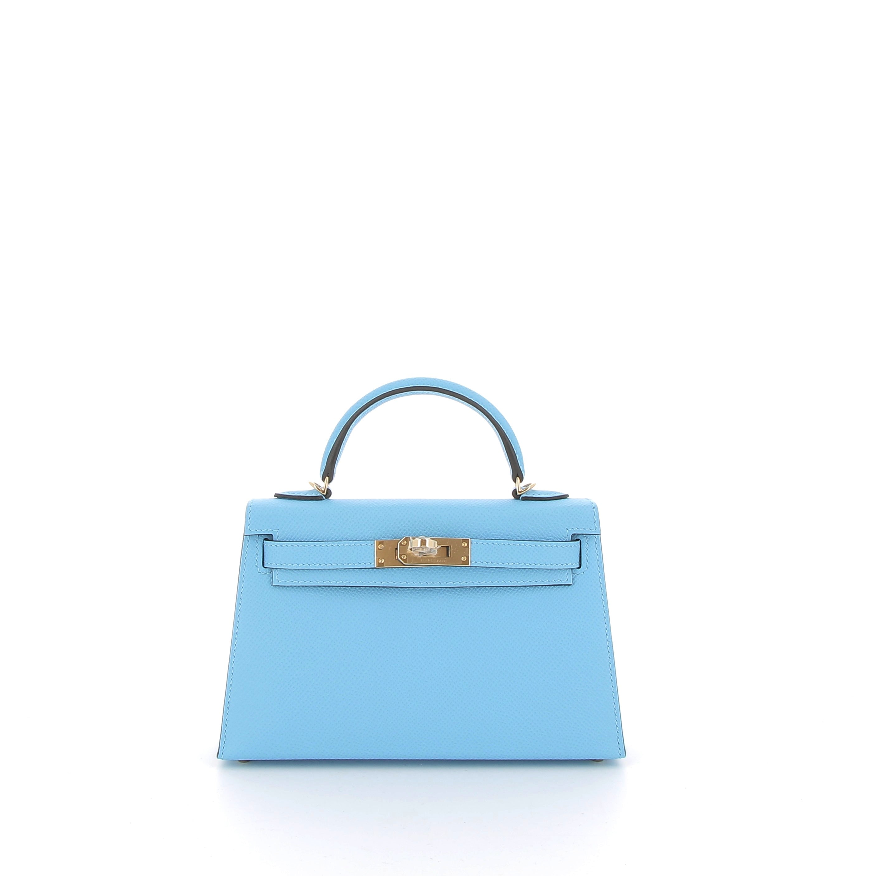 Hermès Mini Kelly 20cm in Bleu Celeste Epsom Leather with Gold Hardware