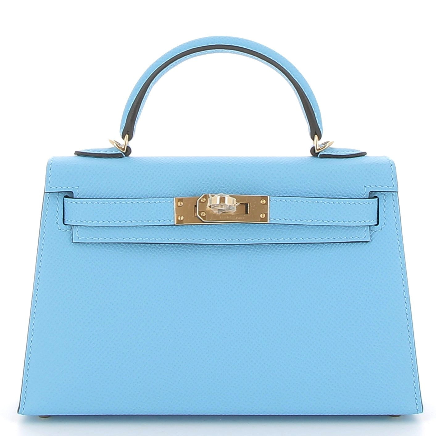 HERMÈS Kelly 20 Bleu Celeste Epsom Leather Permabrass Hardware