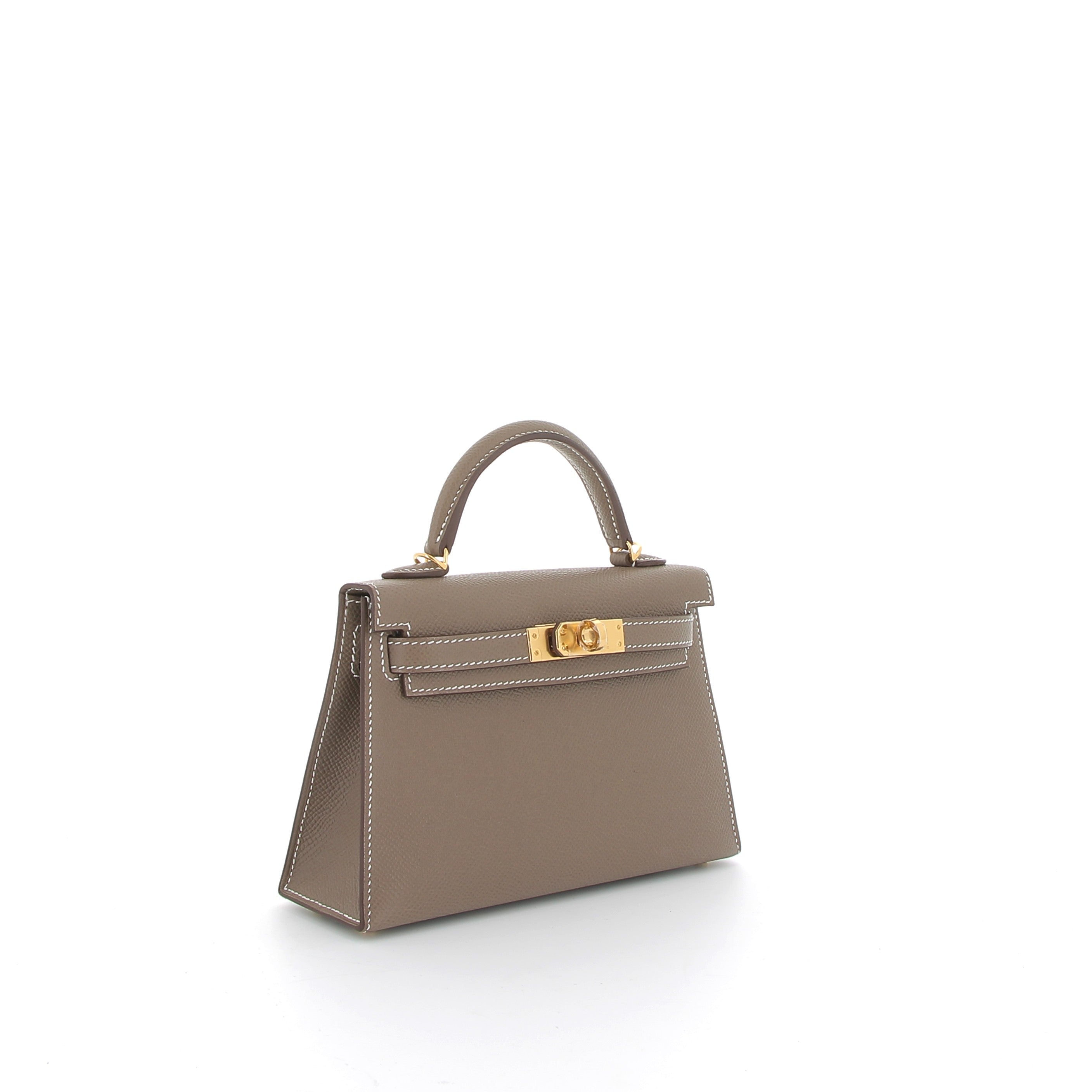HERMÈS Kelly 20 Étoupe Epsom Leather Yellow Gold Hardware
