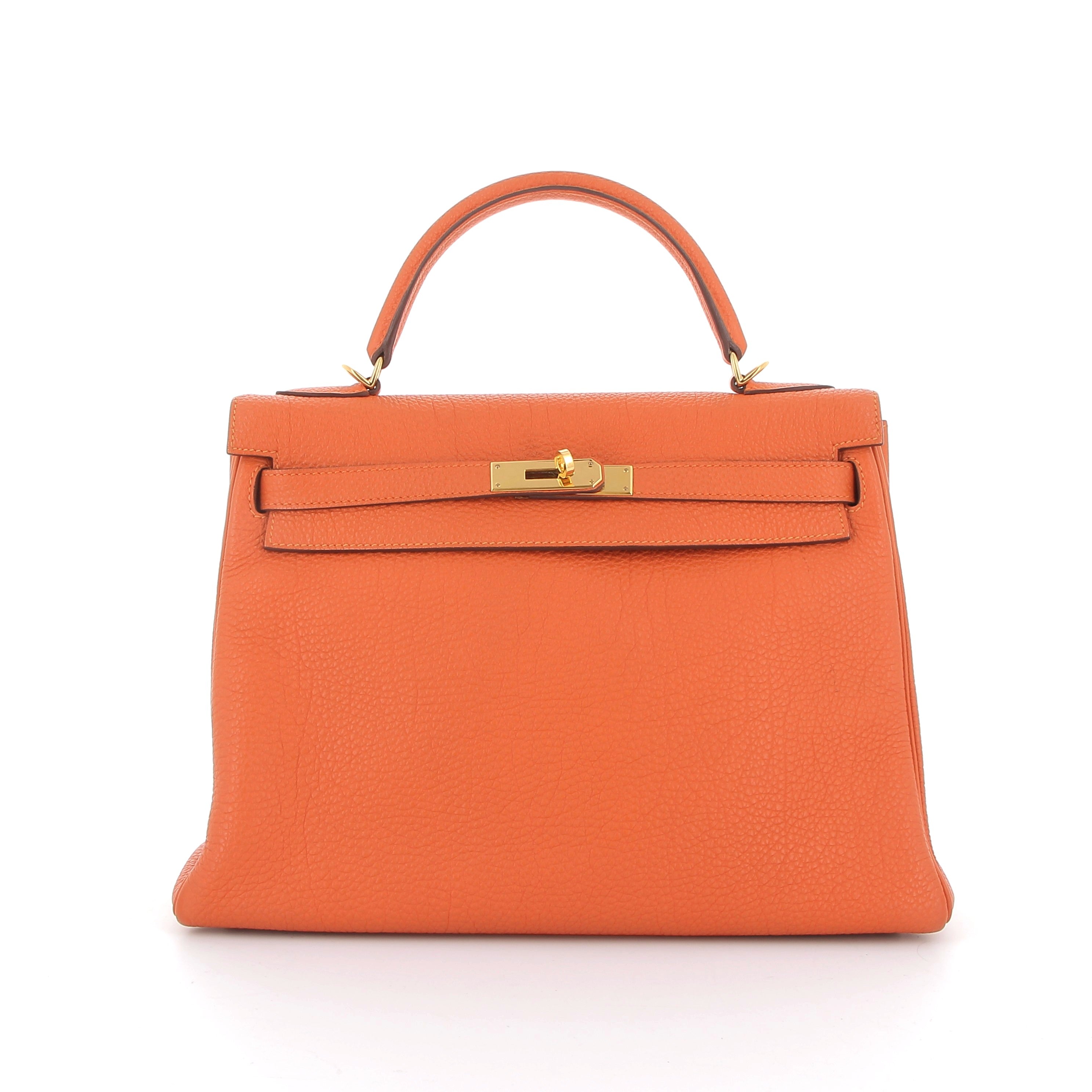 Hermes Kelly 32cm in Orange Togo Leather with Gold Hardware