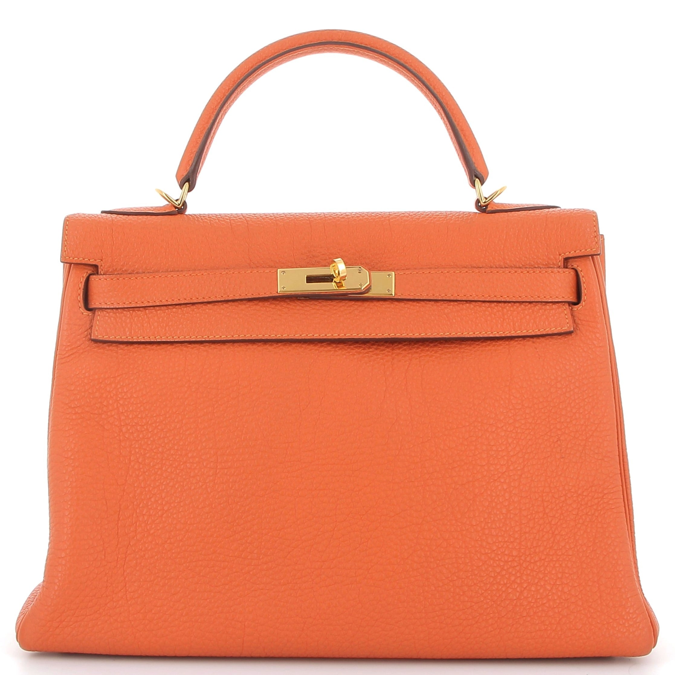 HERMÈS Kelly 32 Orange Togo Leather Gold Hardware