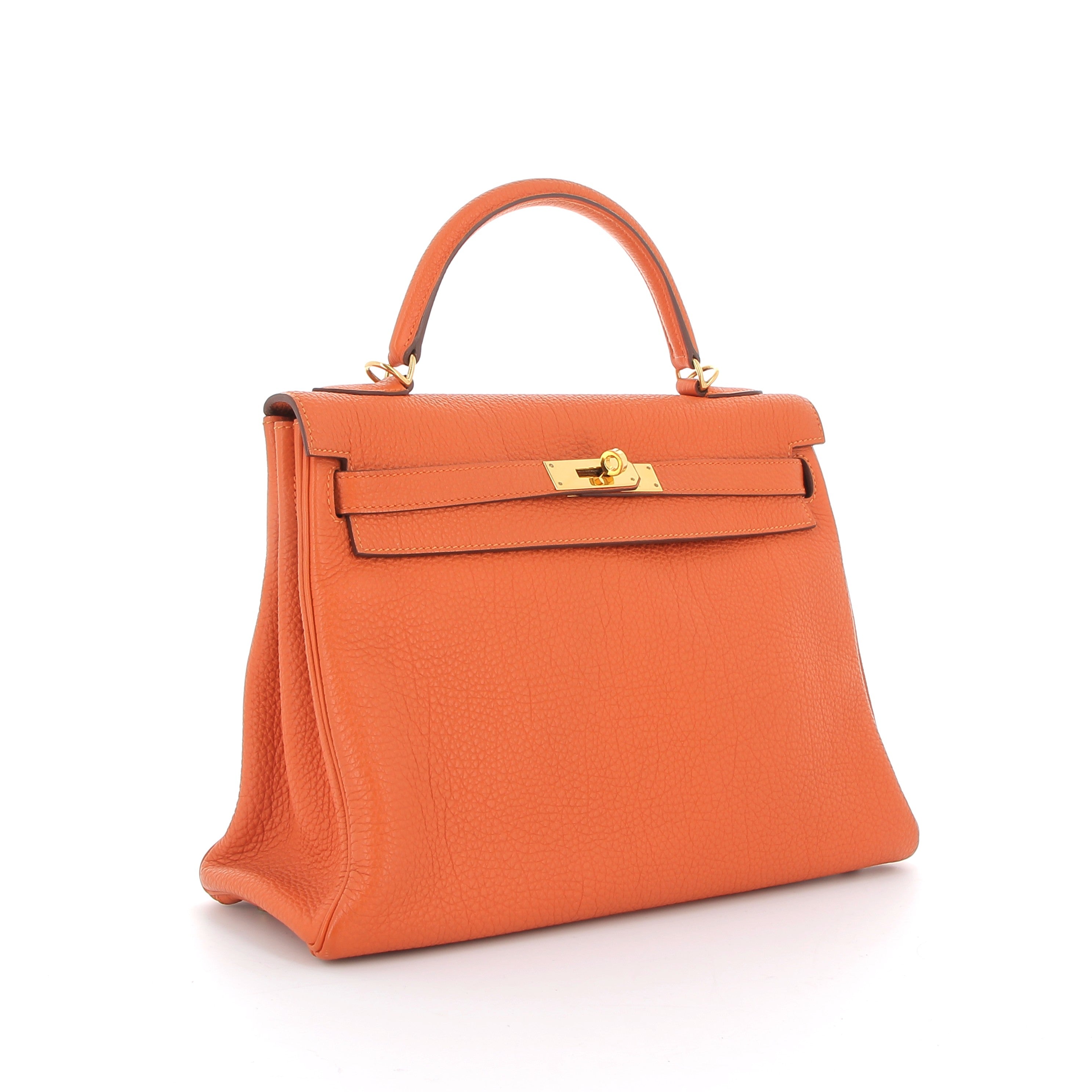 HERMÈS Kelly 32 Orange Togo Leather Gold Hardware