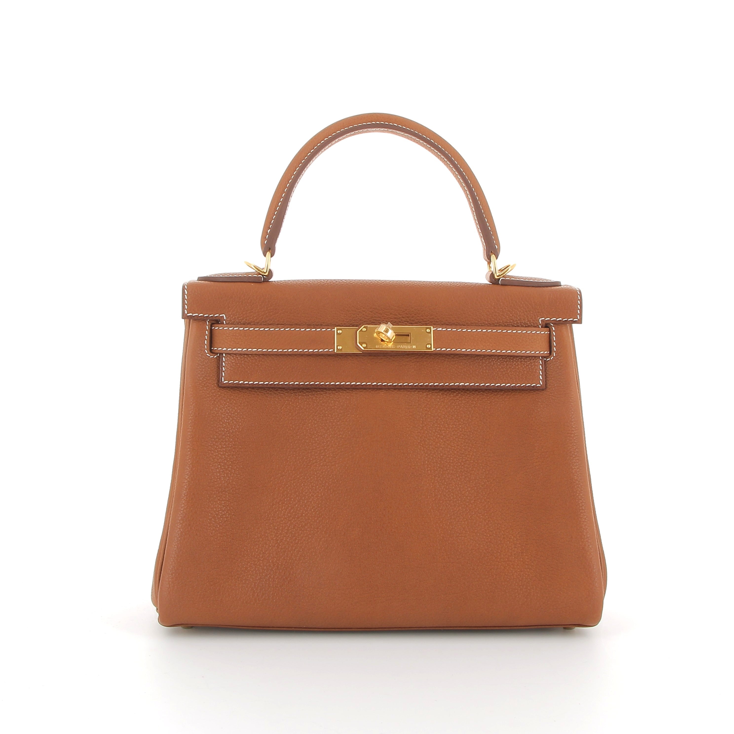 Hermes Kelly 28cm in Fauve Barenia Leather with Gold Hardware
