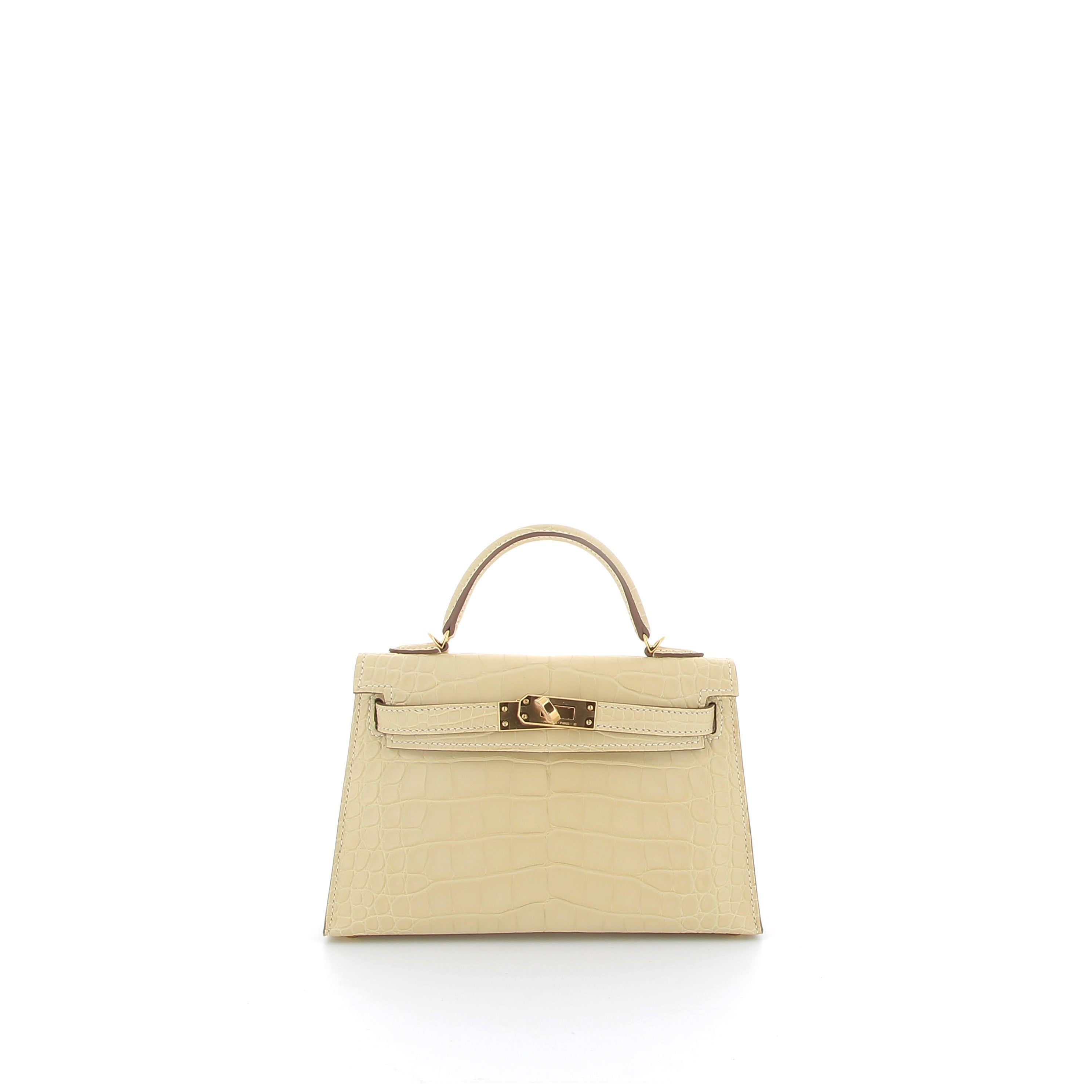 Hermès Mini Kelly in Vanilla Crocodile with Gold Hardware