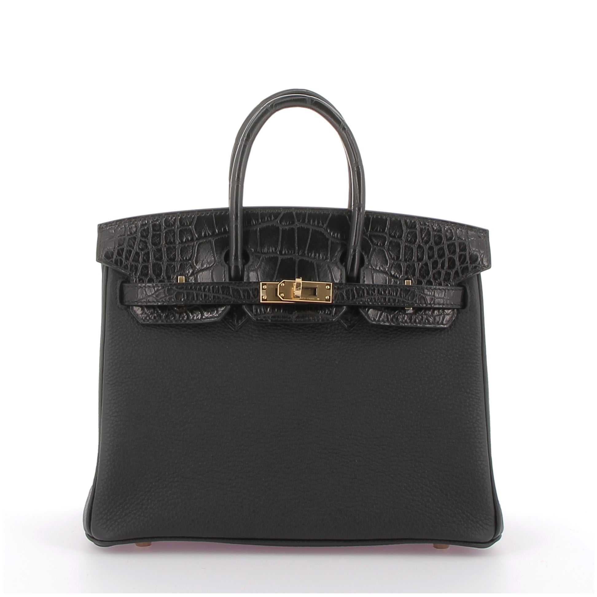 Hermès Birkin 25cm Noir Touch Crocodile Matte & Togo Leather with Gold Hardware