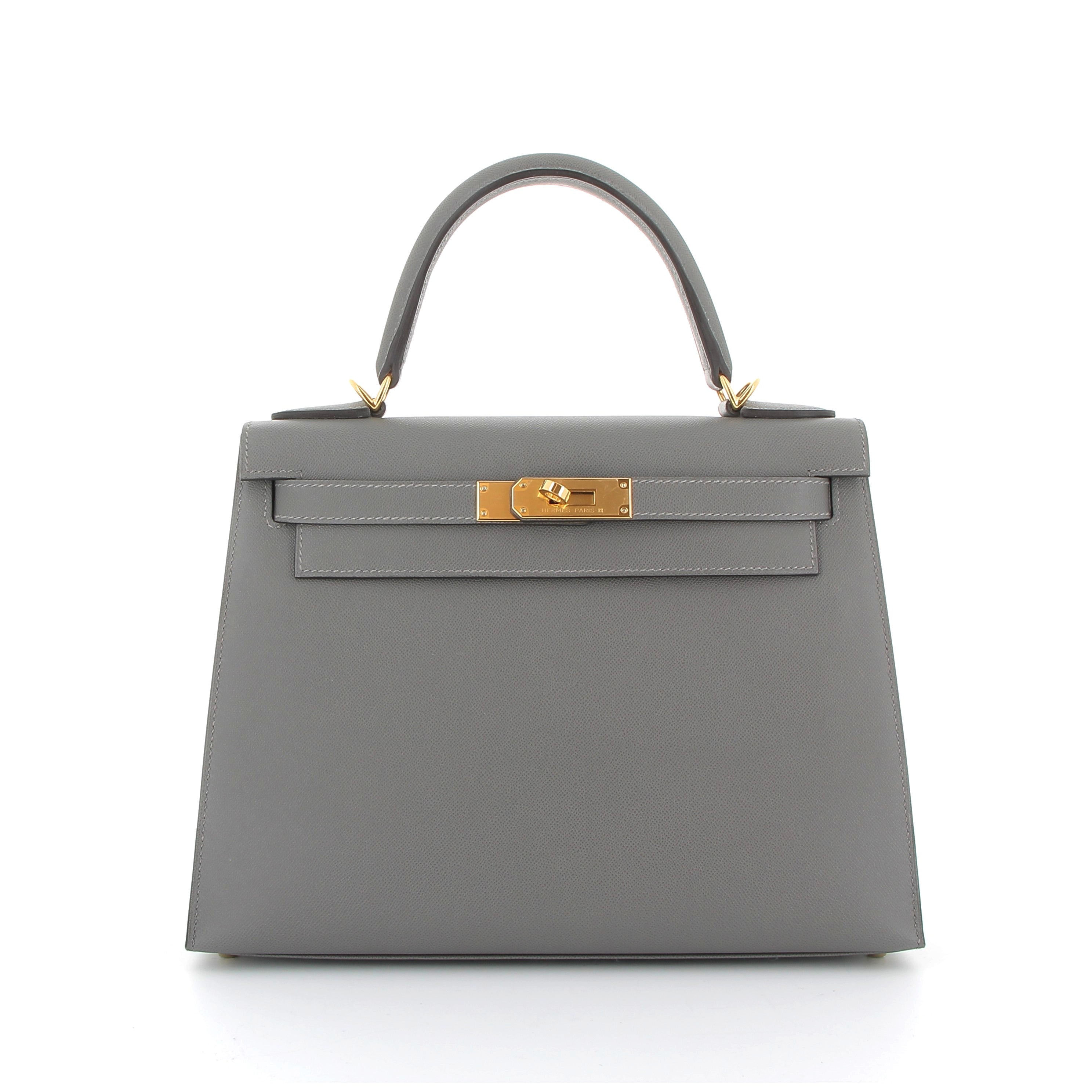 Hermès Kelly 28cm in Gris Meyer Epsom with Gold Hardware
