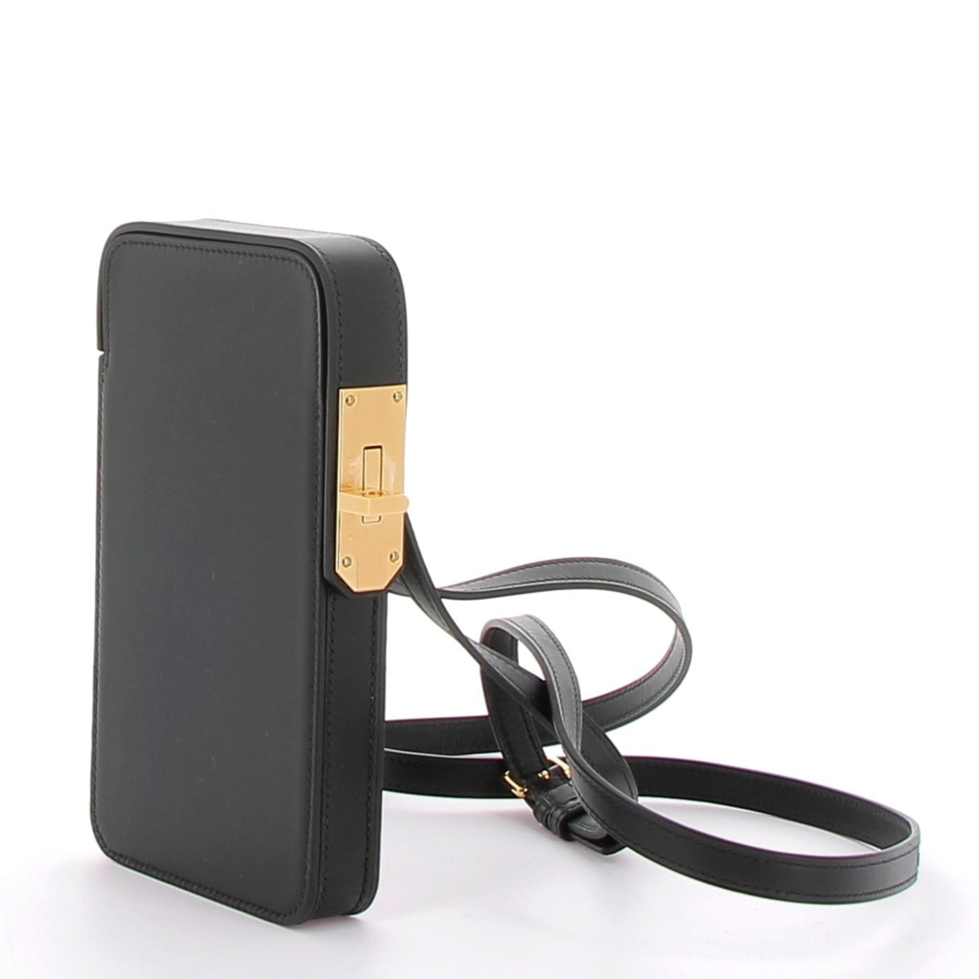 HERMÈS Hac à Box Noir Veau Tadelakt Gold Hardware