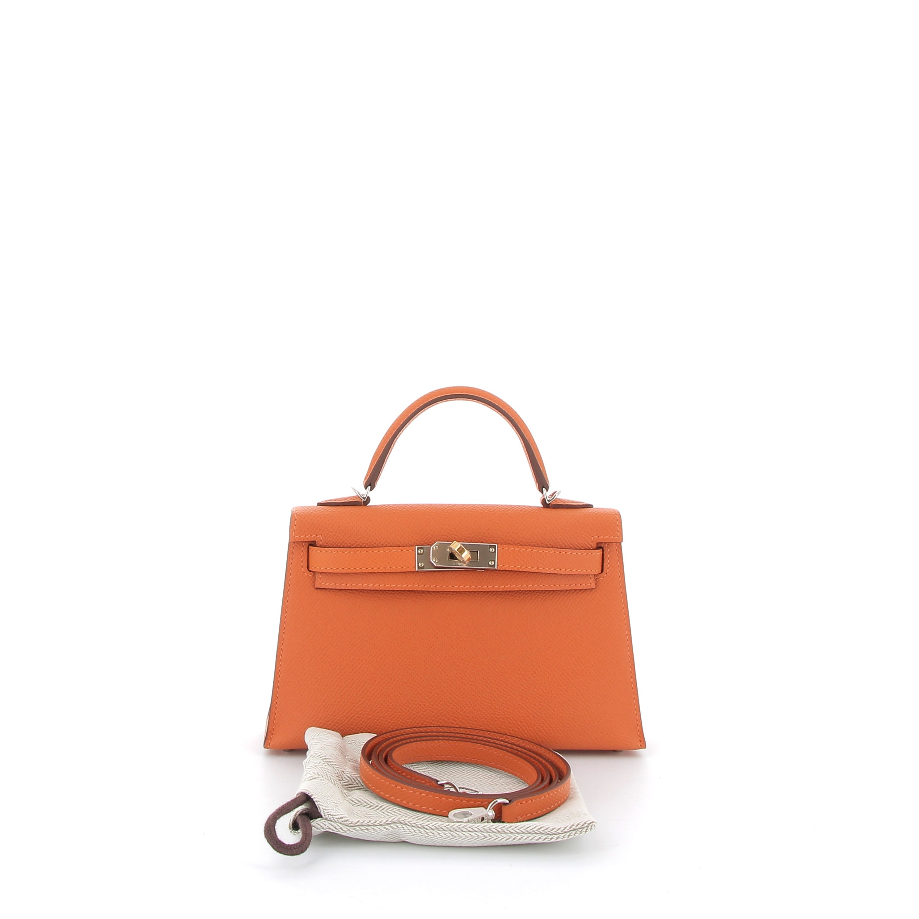 Hermès Mini Kelly 20cm in Orange Epsom with Electrum Hardware