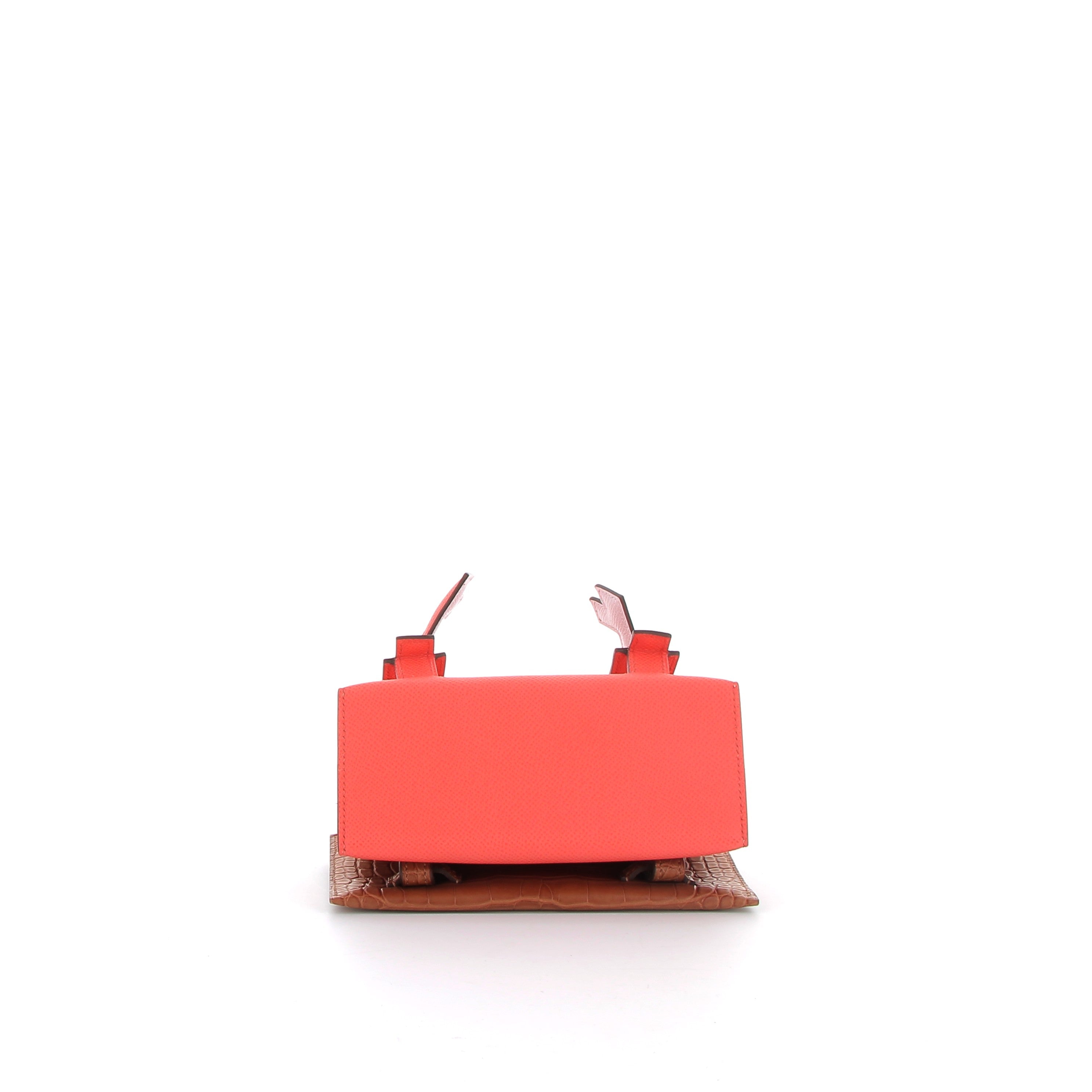 Hermès Kelly Doll Picto Rose Texas Epsom, Mauve Pale Swift, Vert fizz & Croco Marron with Palladium Hardware