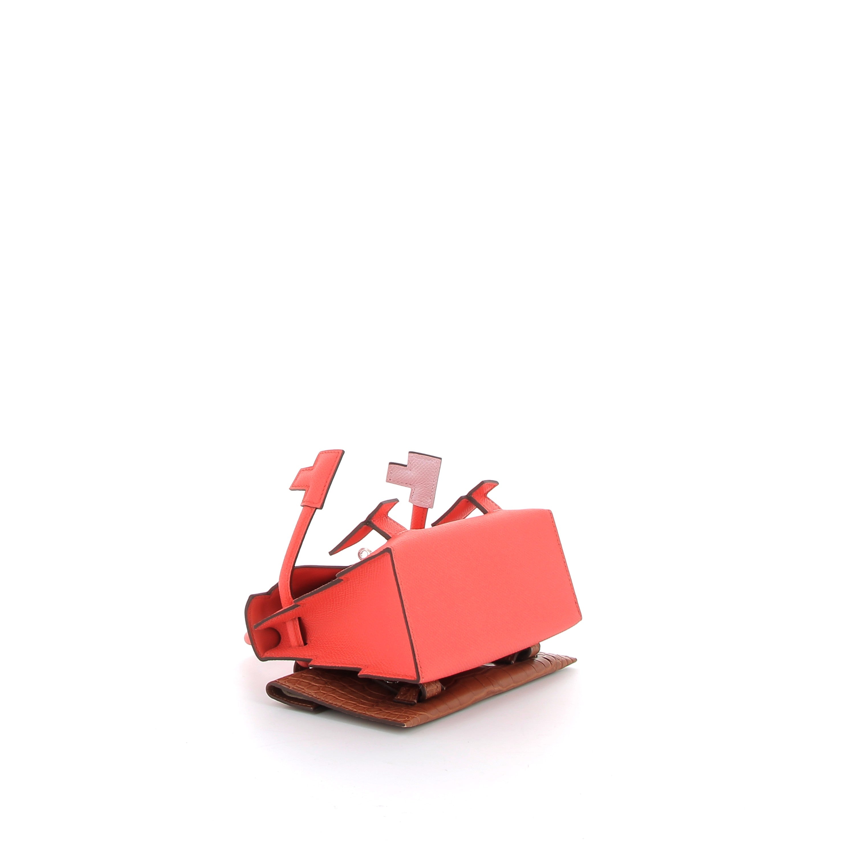 Hermès Kelly Doll Picto Rose Texas Epsom, Mauve Pale Swift, Vert fizz & Croco Marron with Palladium Hardware