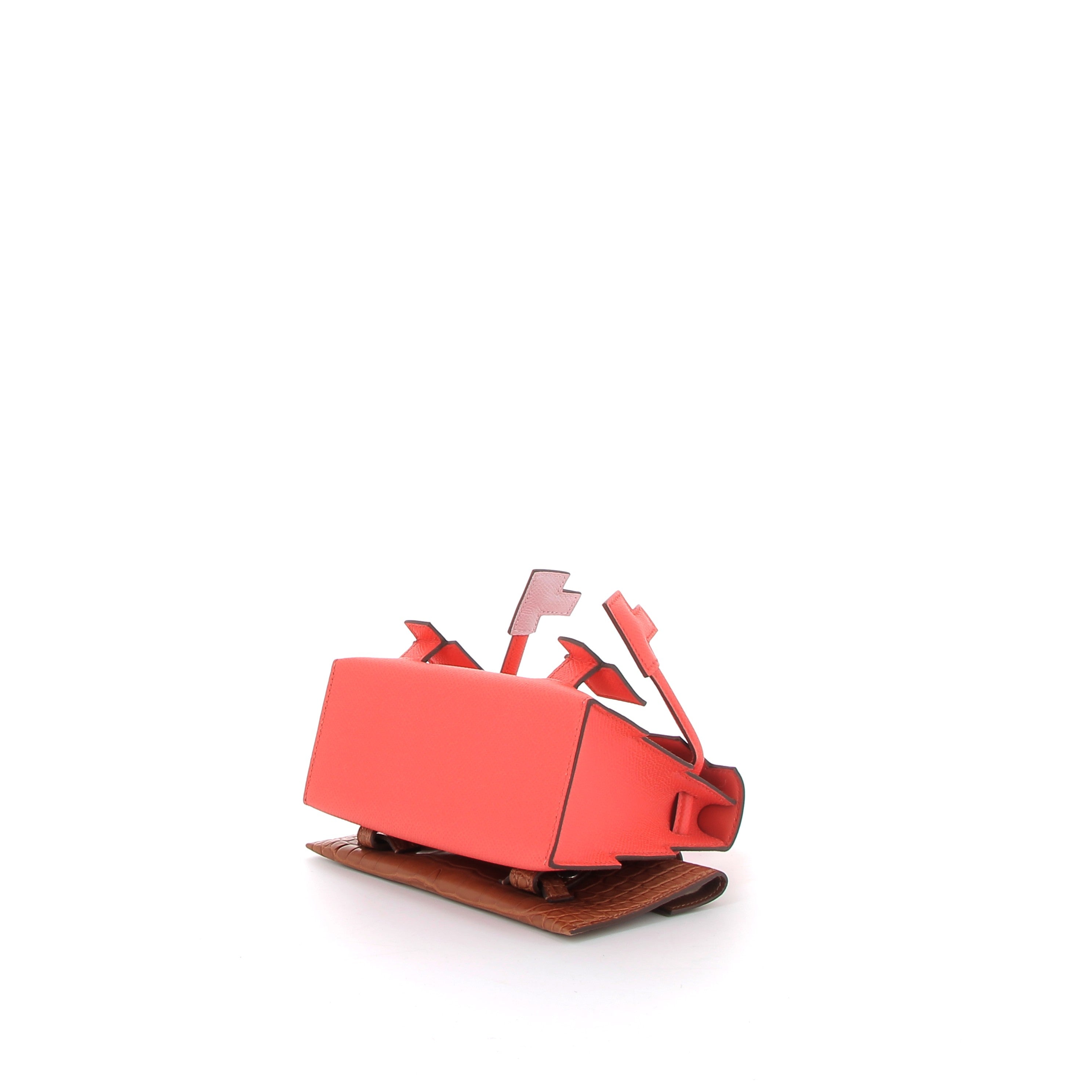 Hermès Kelly Doll Picto Rose Texas Epsom, Mauve Pale Swift, Vert fizz & Croco Marron with Palladium Hardware