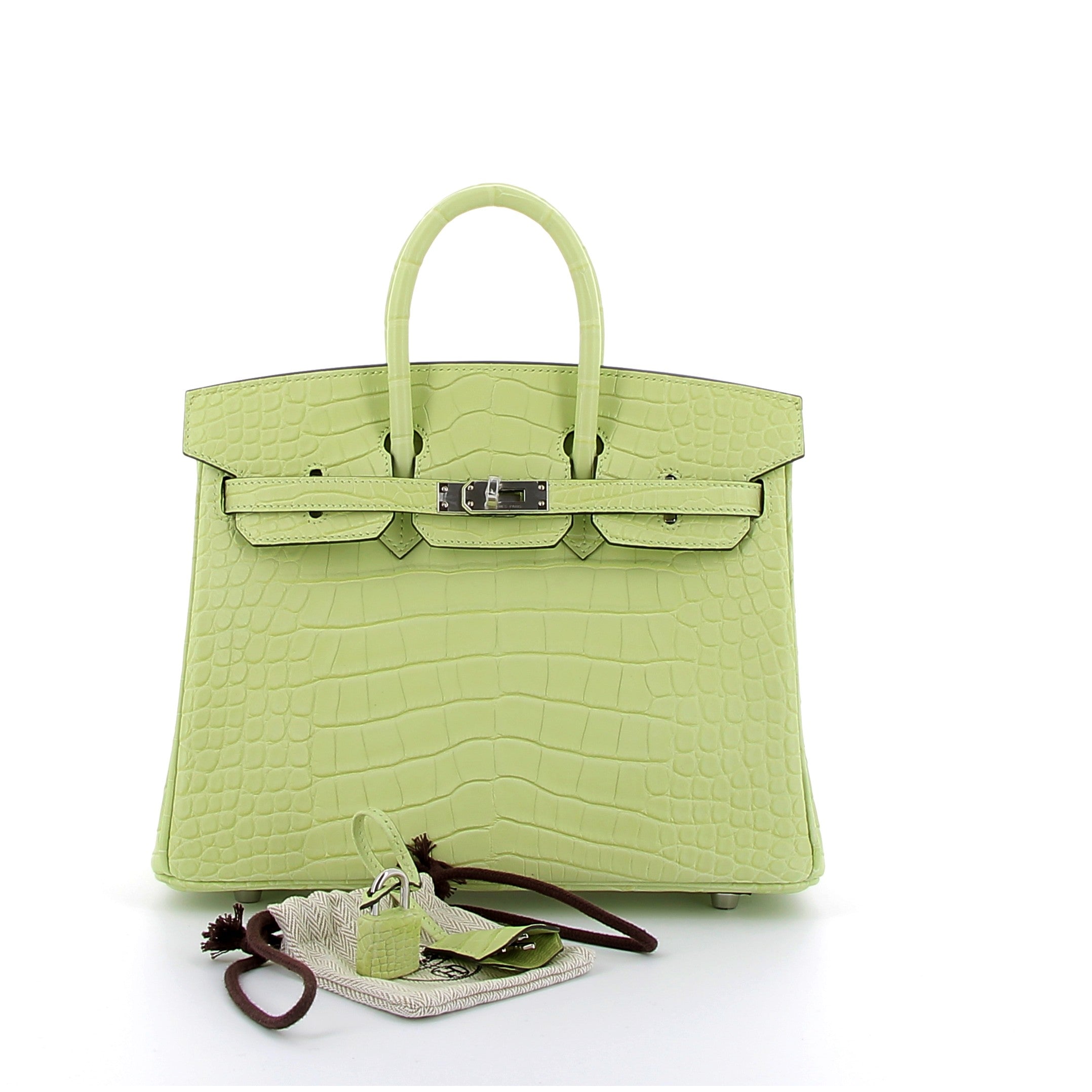 HERMÈS Birkin 25 Jaune Bourgeon Alligator Palladium Hardware