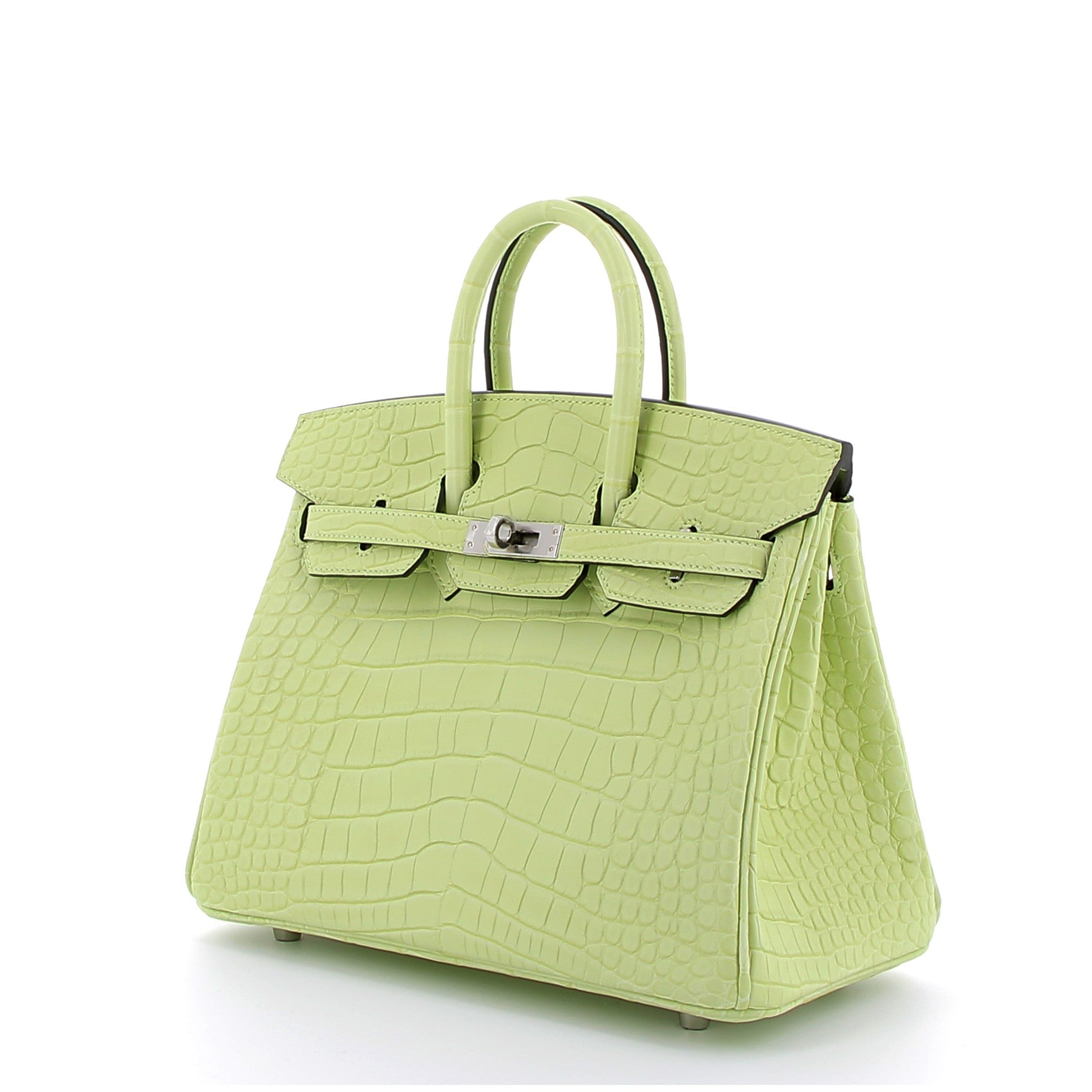 HERMÈS Birkin 25 Jaune Bourgeon Alligator Palladium Hardware