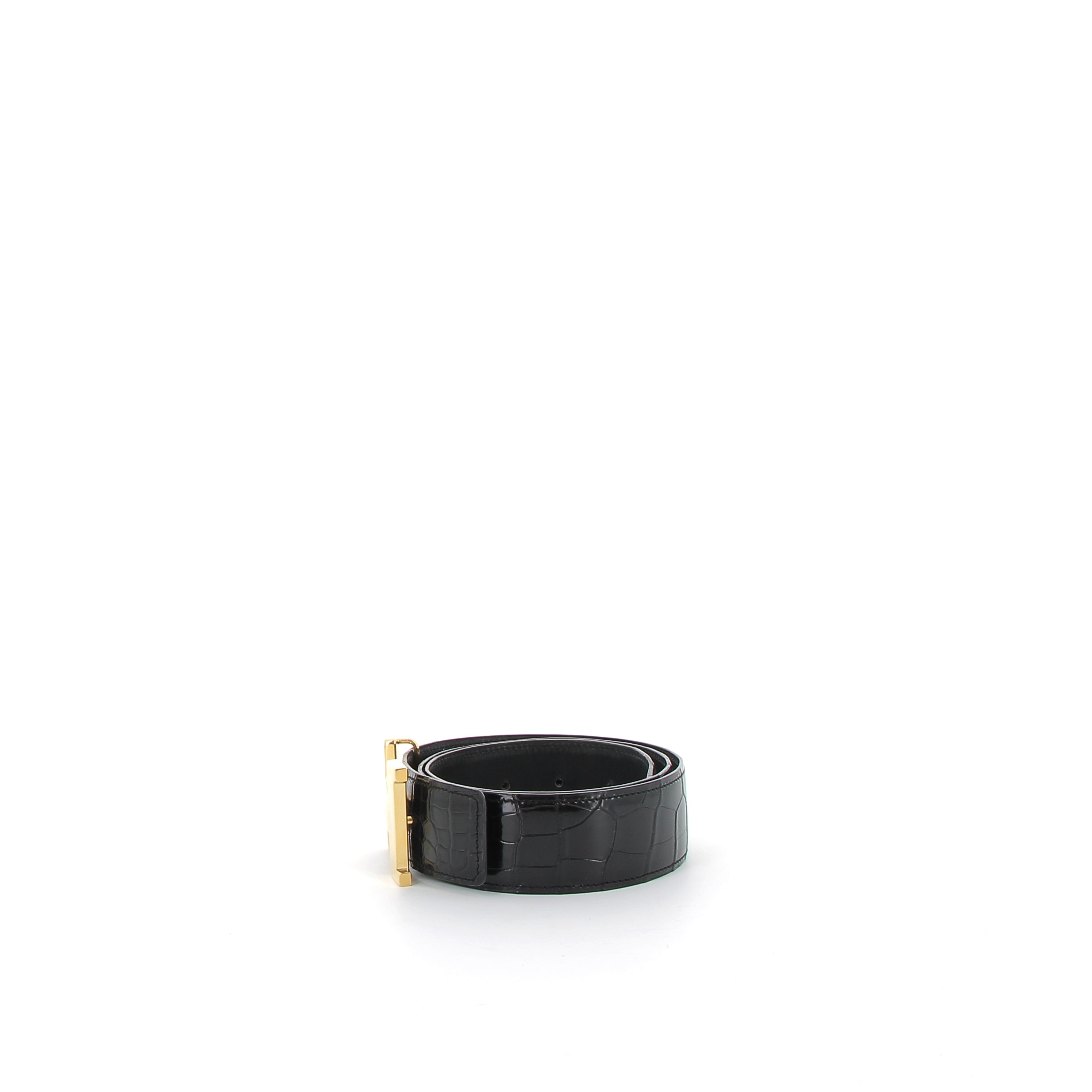 HERMÈS Belt Black Crocodile Gold hardware (GHW)