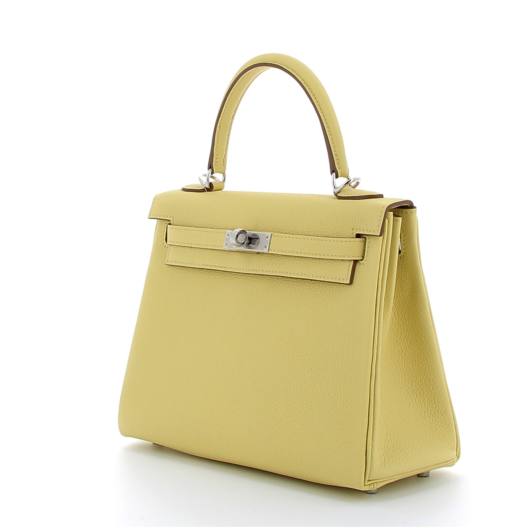 HERMÈS Kelly 25 Jaune Poussin Togo Palladium hardware