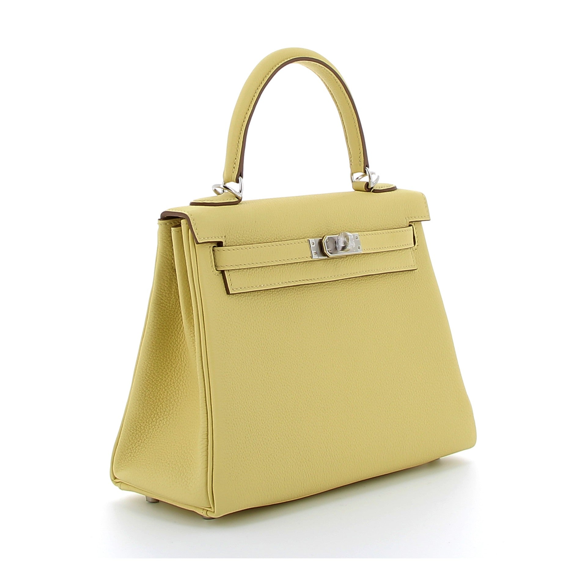 HERMÈS Kelly 25 Jaune Poussin Togo Palladium hardware