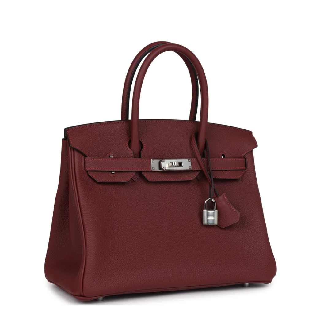 HERMES Birkin 30 Rouge H Togo Leather Palladium Hardware