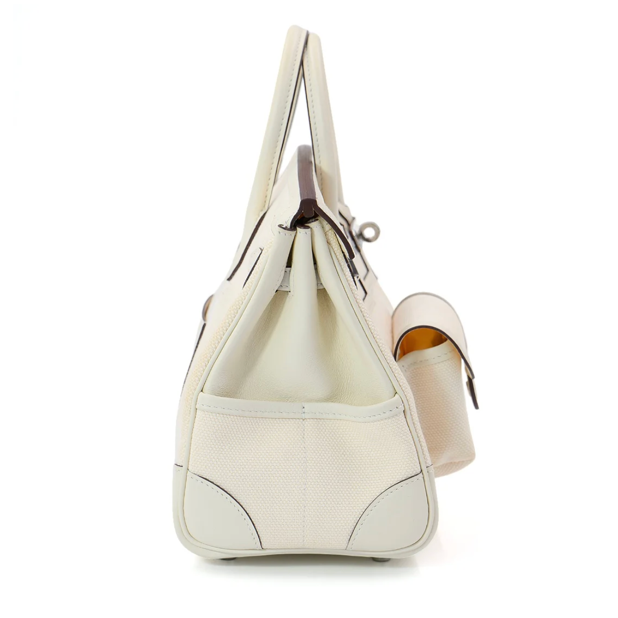 HERMÈS Birkin Cargo 25 Nata Canvas Swift Leather Palladium Hardware