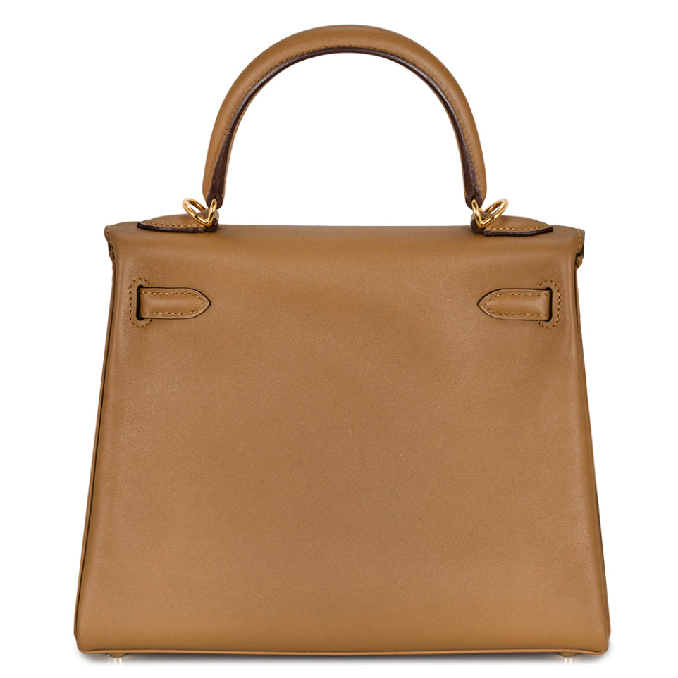 HERMES Kelly 25 Bronze Doré Swift Leather Gold Hardware (GHW)