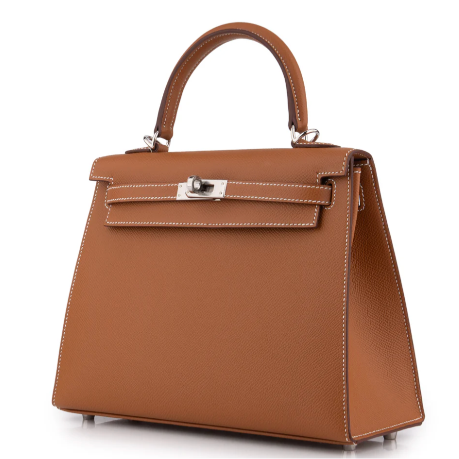 HERMES Kelly 25 Gold Epsom Palladium Hardware