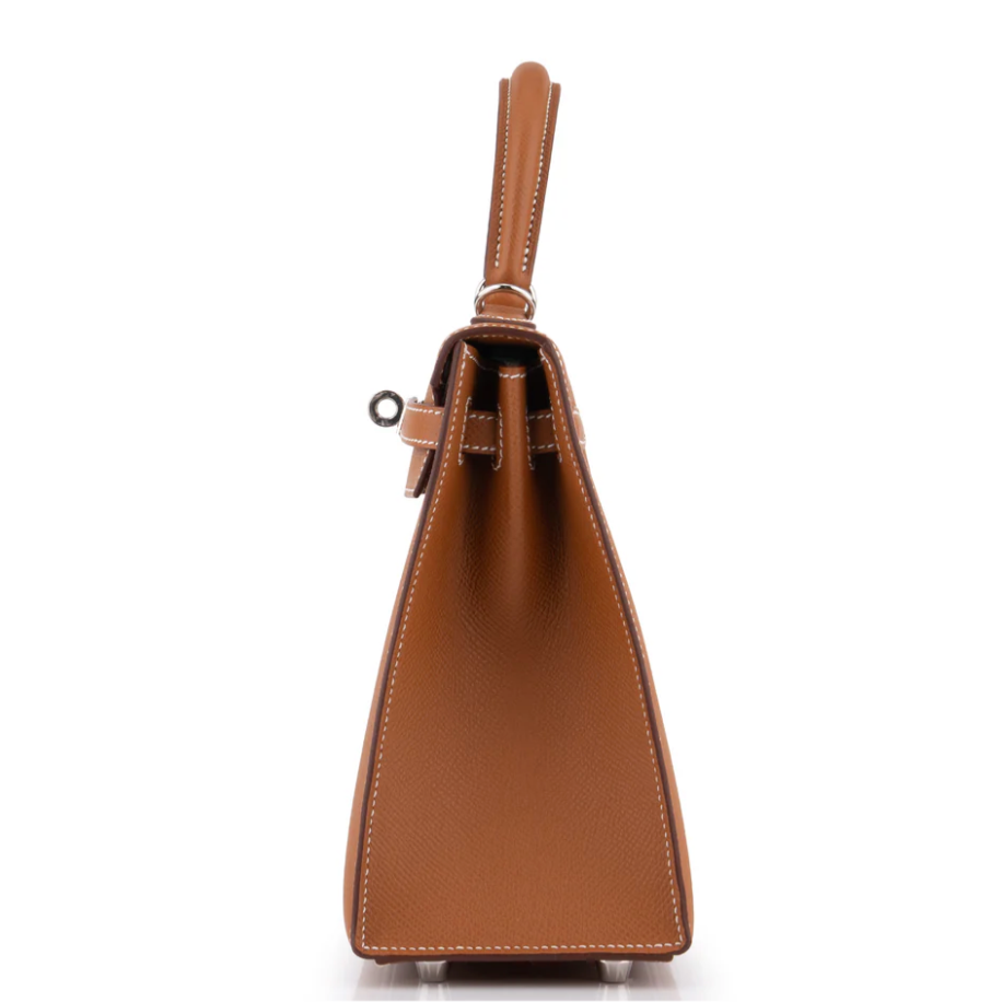 HERMES Kelly 25 Gold Epsom Palladium Hardware