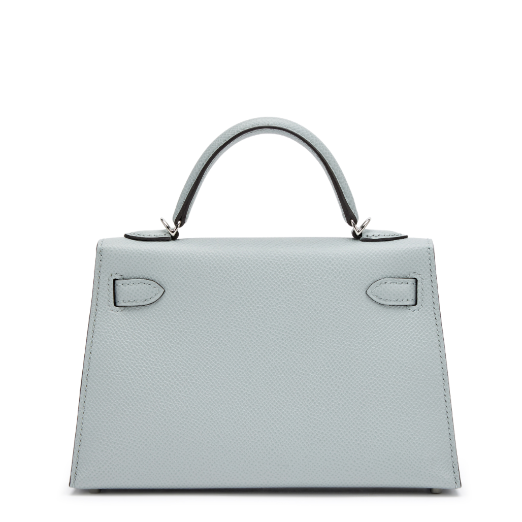 HERMES Kelly 20 Bleu Glacier Epsom Palladium Hardware