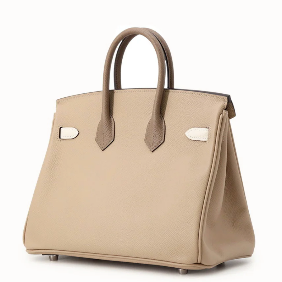 HERMES Birkin 25 Tricolor Trench/Craie/Etoupe Epsom Palladium Hardware
