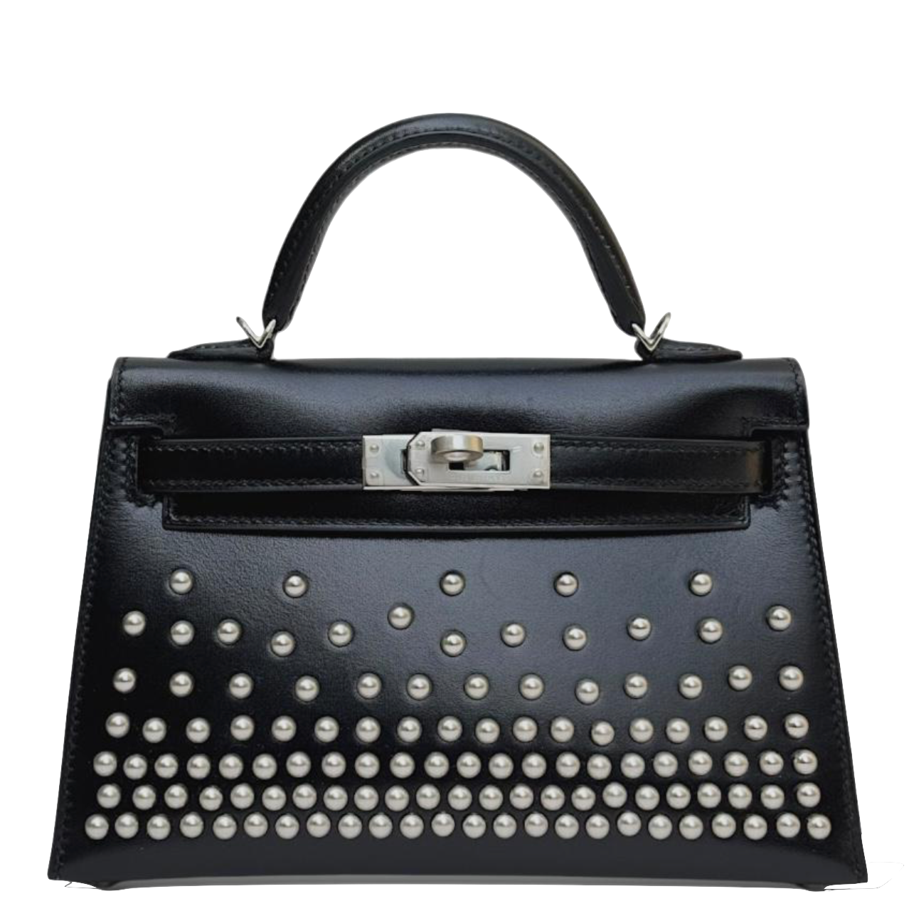 HERMES Kelly 20 Cloute Noir Box Palladium Hardware