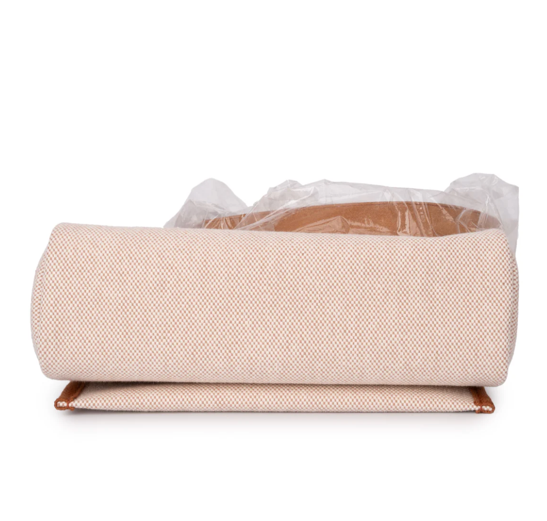 HERMES Mini Herbag 20 Ecru/Gold Toile Militaire/Hunter Palladium Hardware