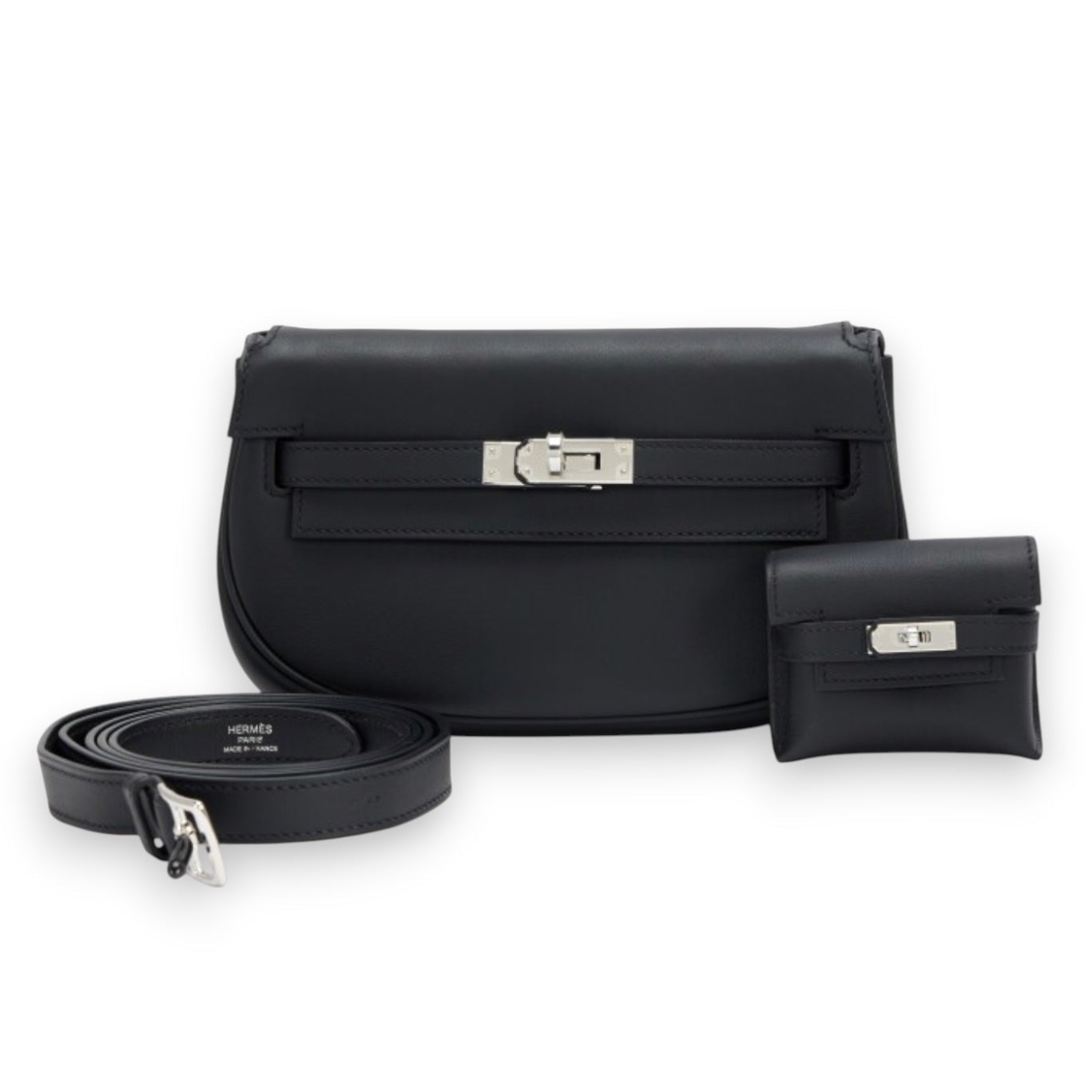 HERMES Kelly Moove Noir Swift Palladium Hardware