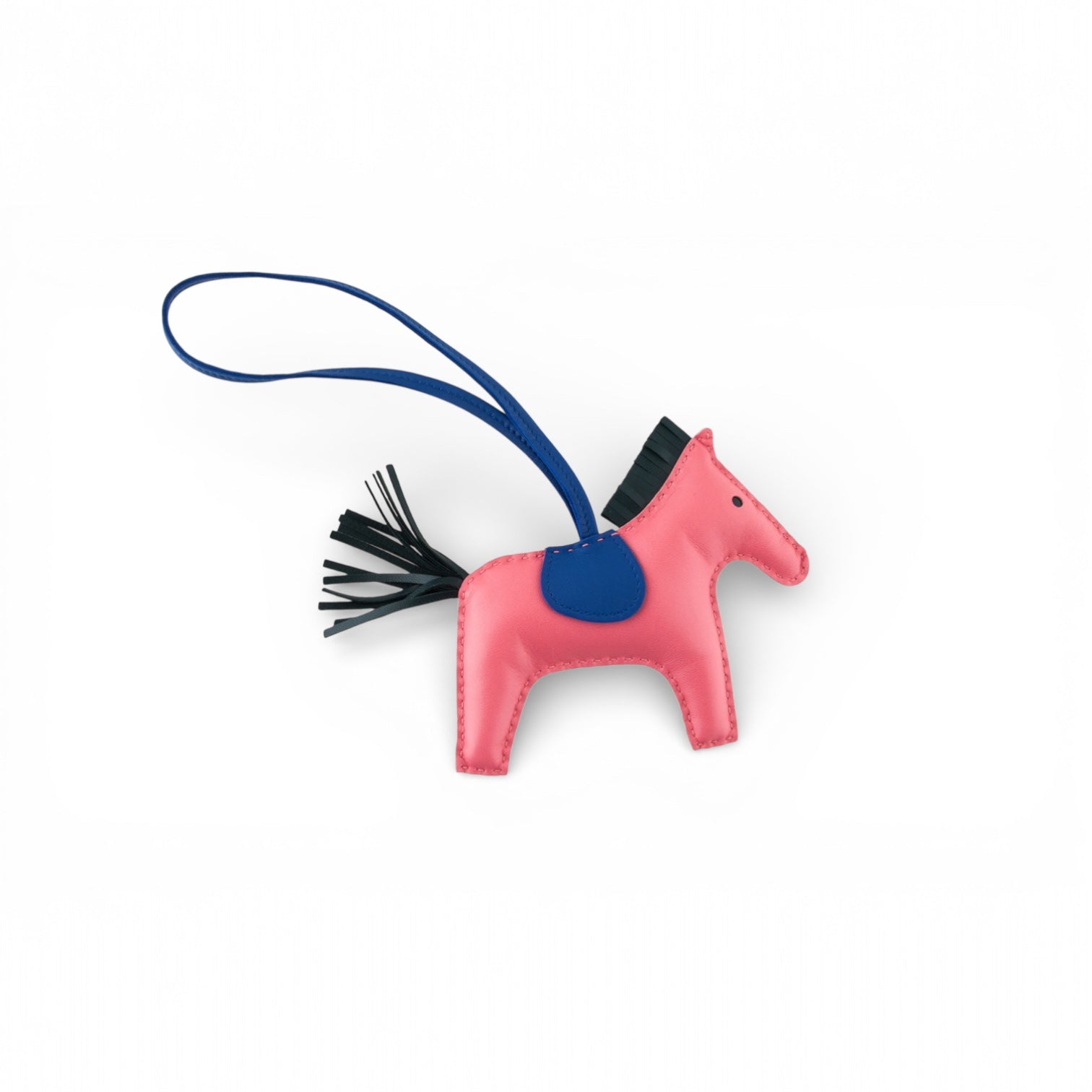 HERMES Pegasus Charms Rose Azalee / Bleu Lambskin Leather